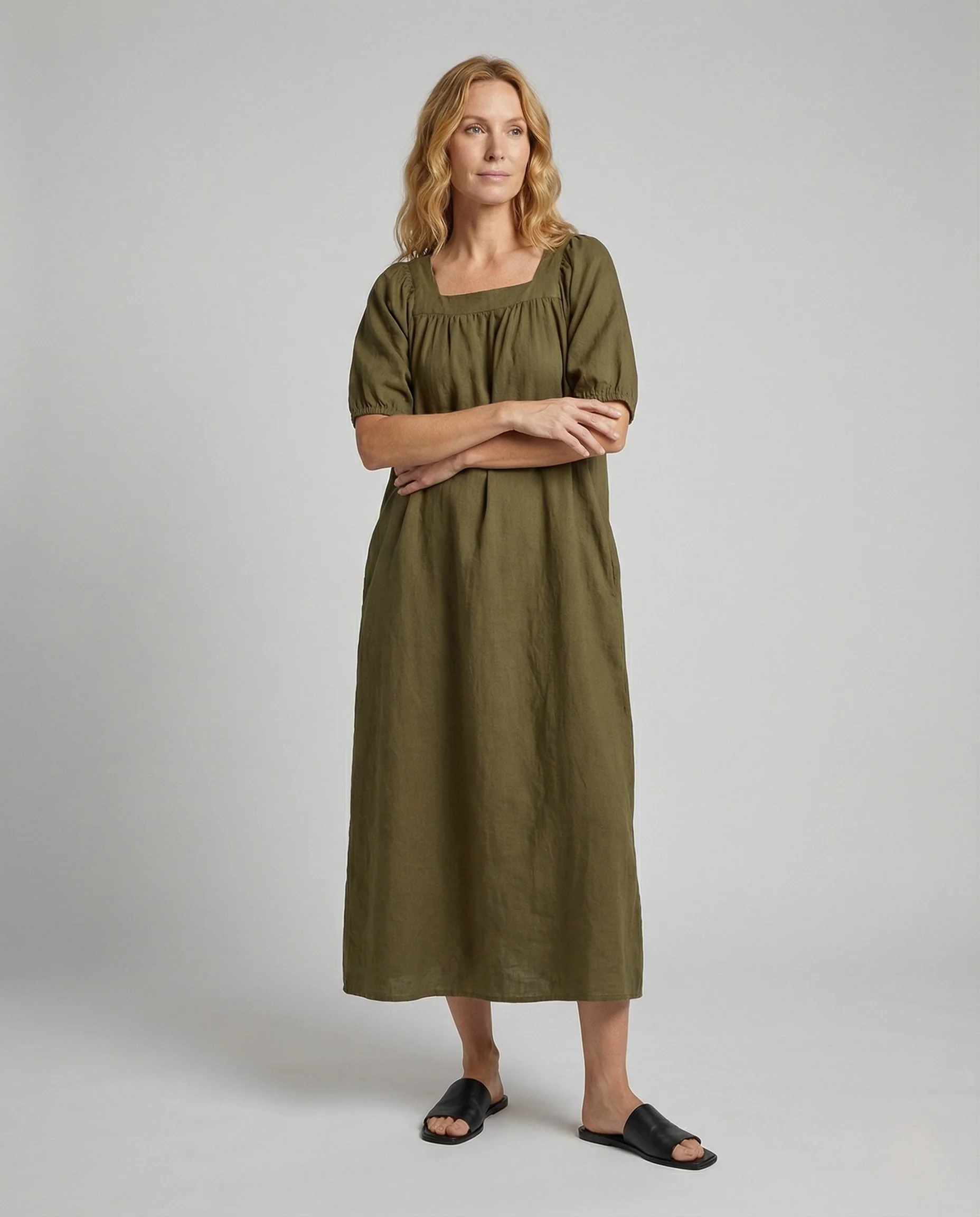 Damen Maxikleid mit Quadratischem Ausschnitt