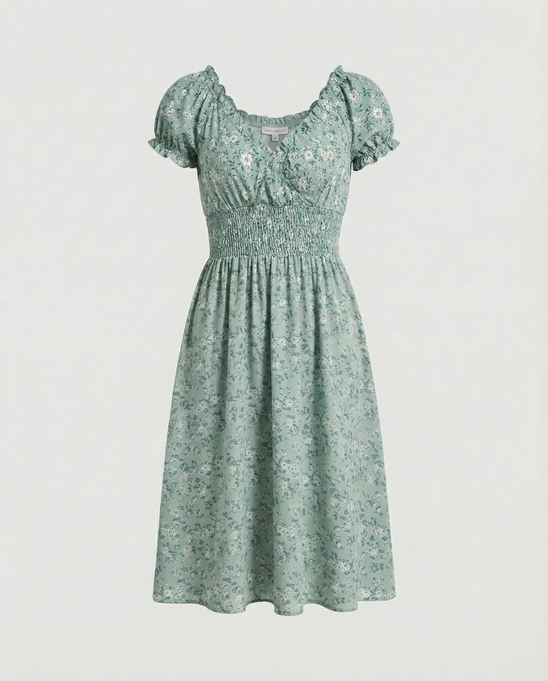 Damen Midikleid gesmokt mit Puffärmeln - Image 6
