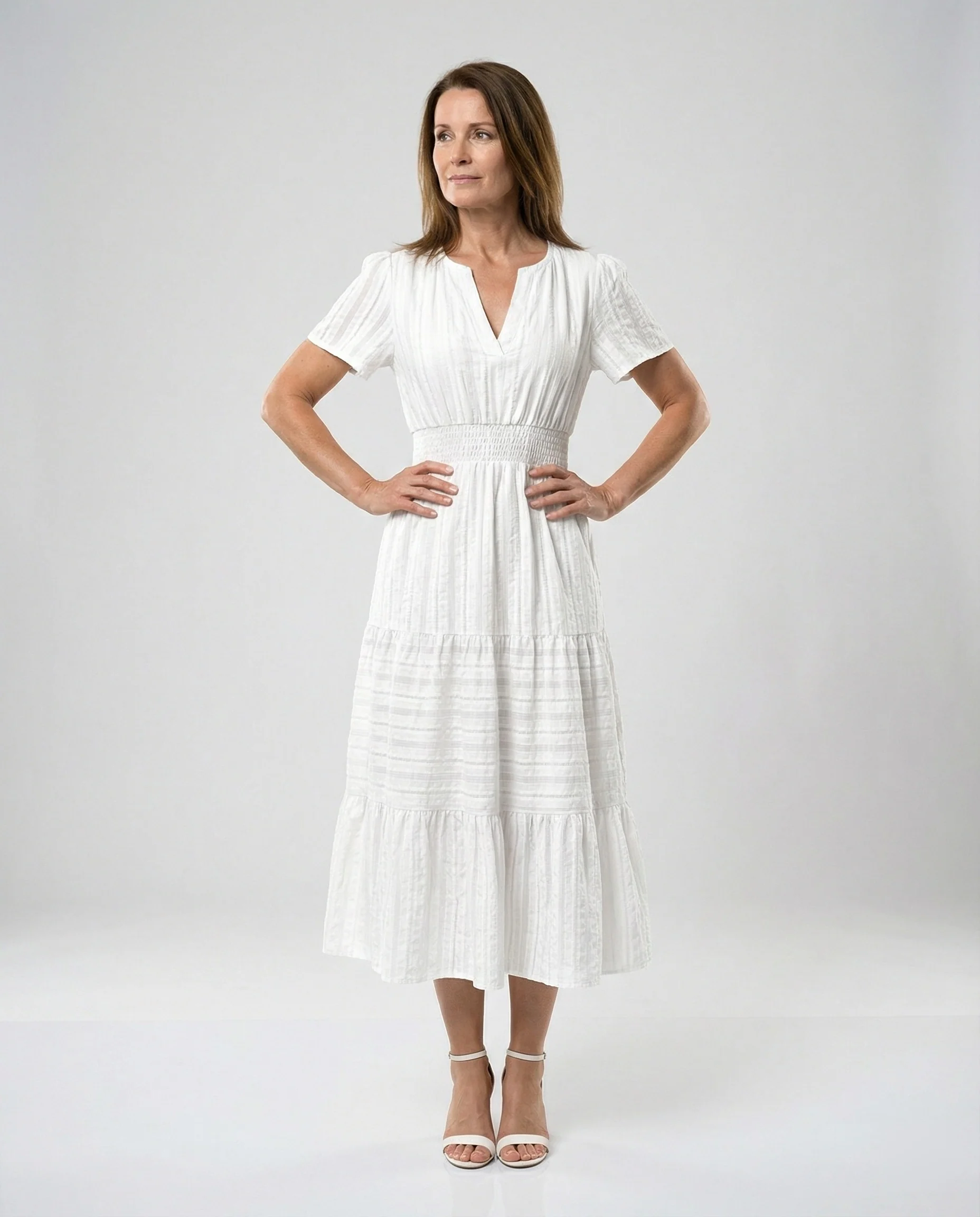 Midikleid Mit Geraffter Taille Damen - Image 14