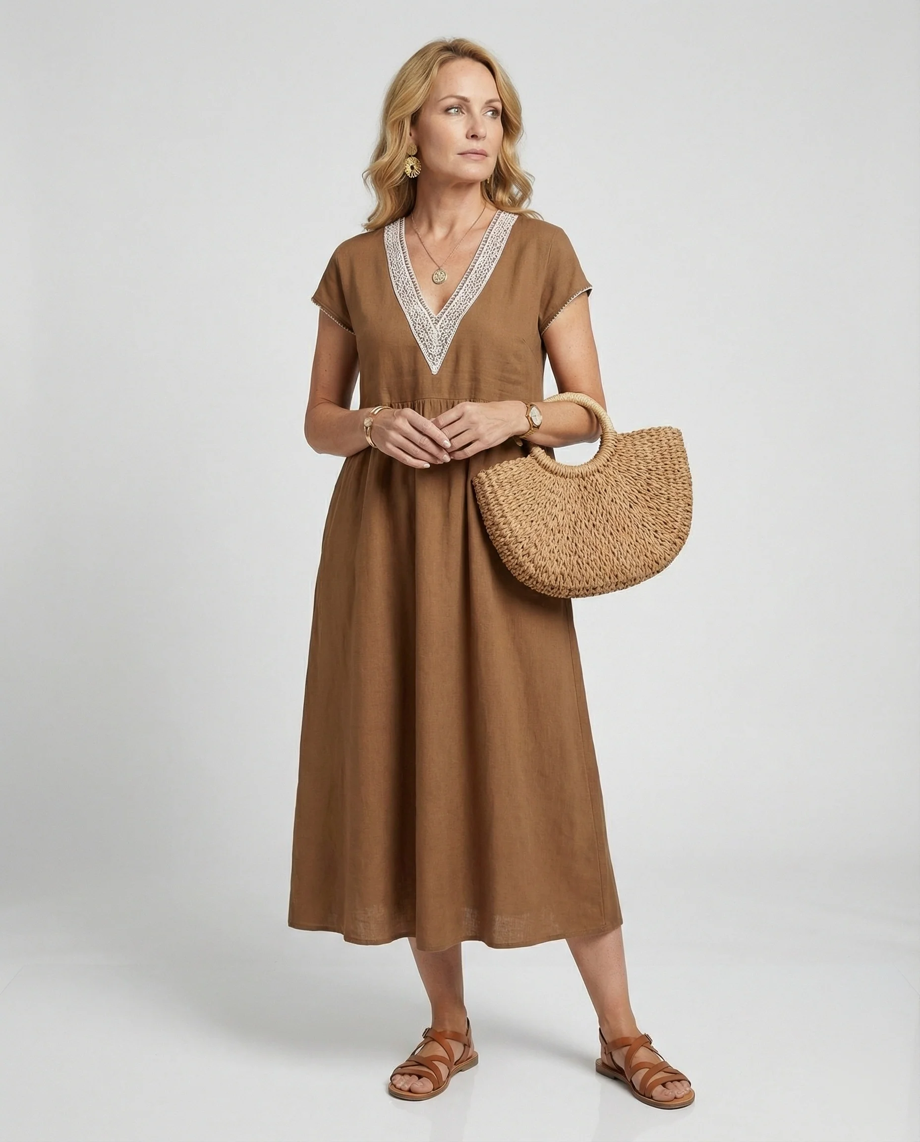 Damen Midikleid Sommer Spitze - Image 2