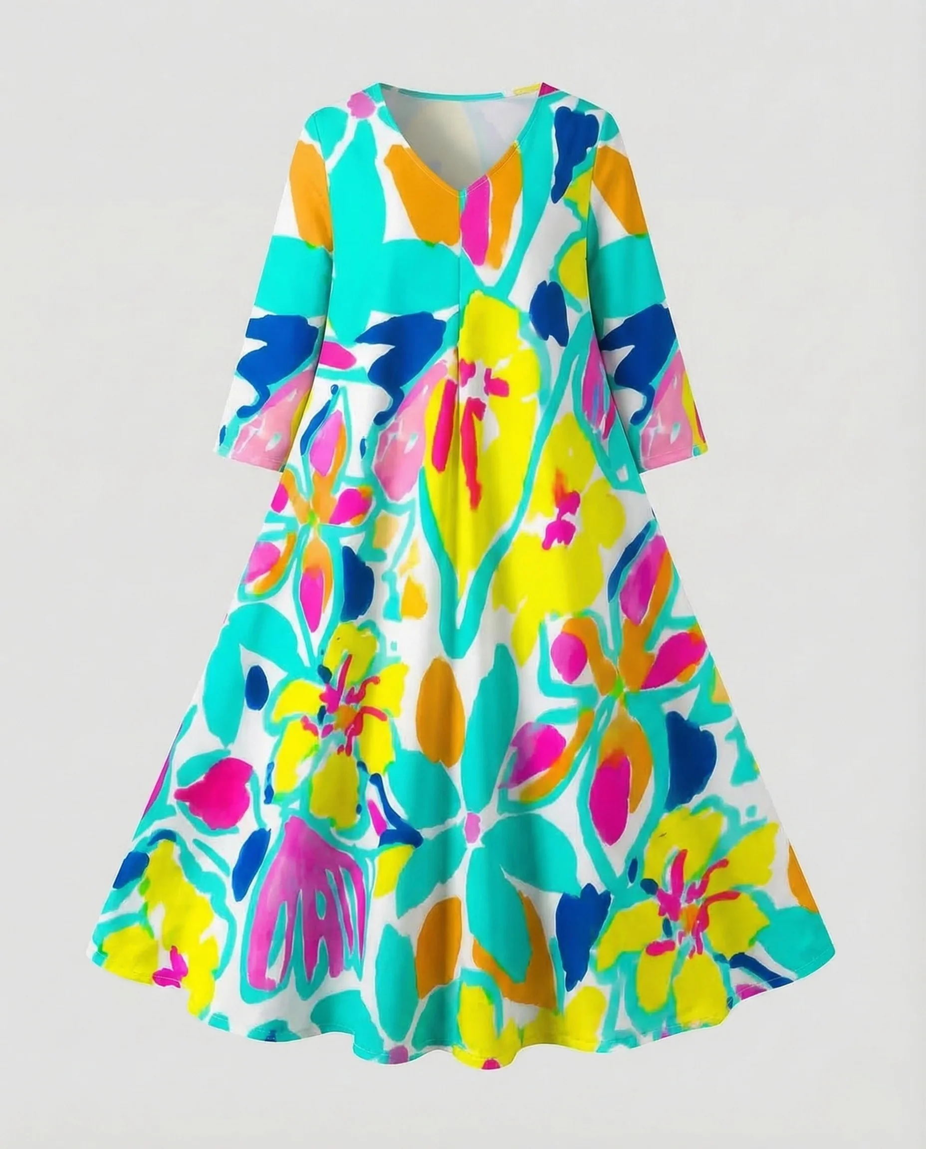 Damen Midikleid Tellerrock Blumenprint - Image 10