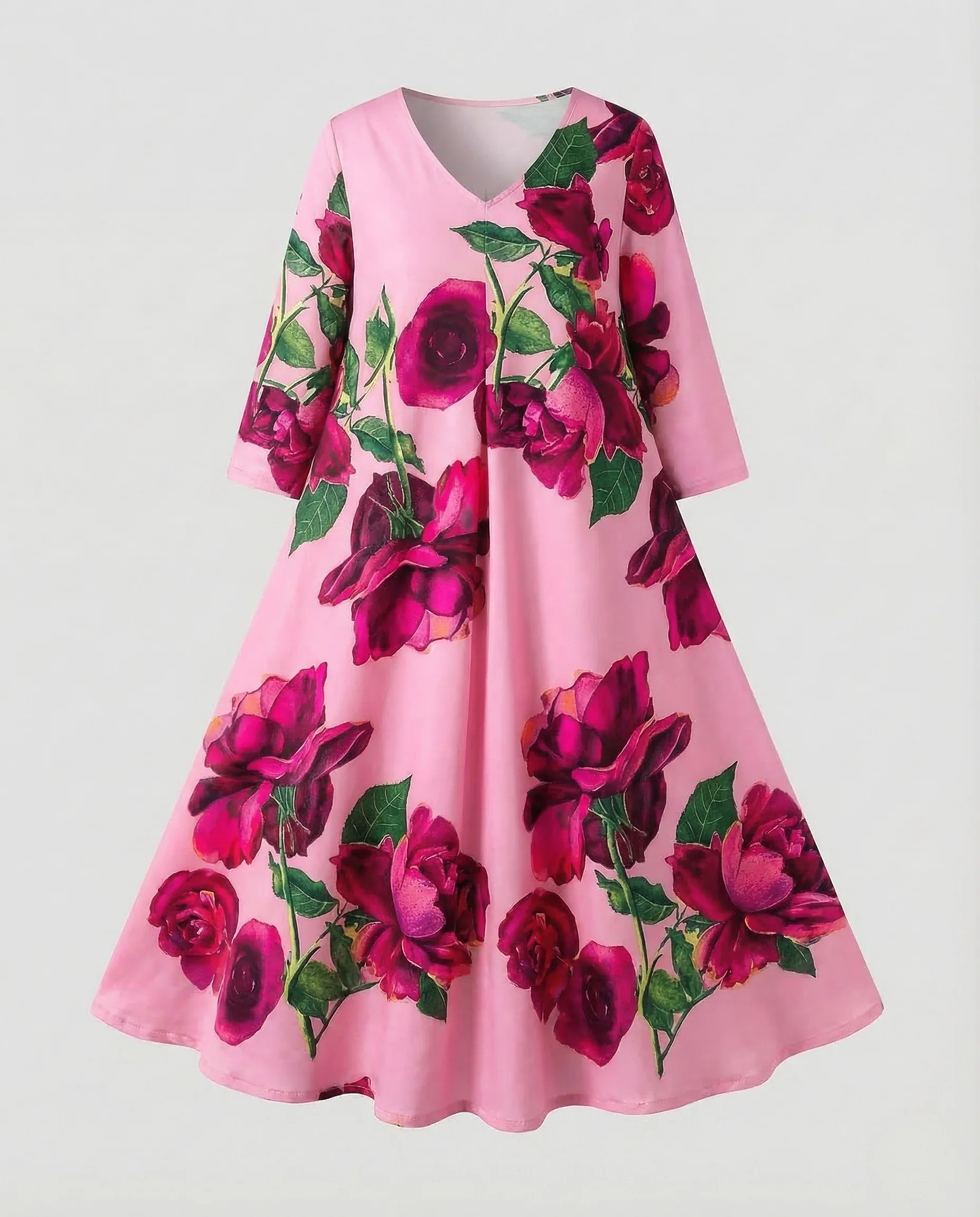 Damen Midikleid Tellerrock Blumenprint - Image 12