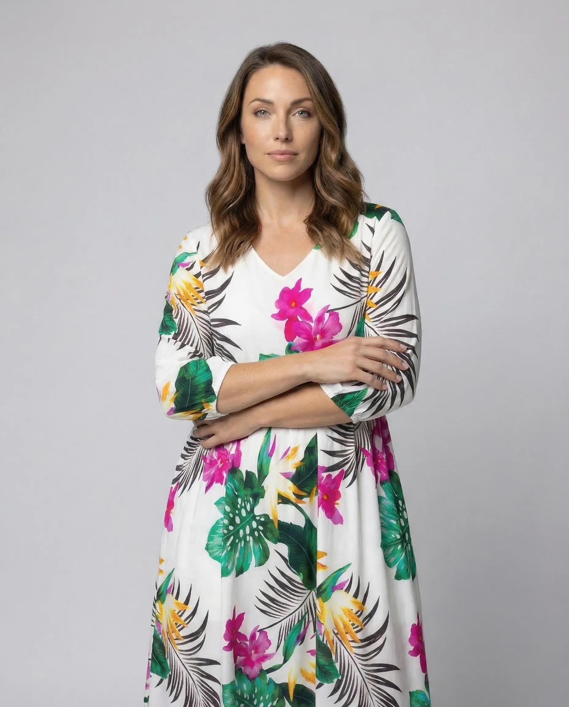 Damen Midikleid Tellerrock Blumenprint - Image 2