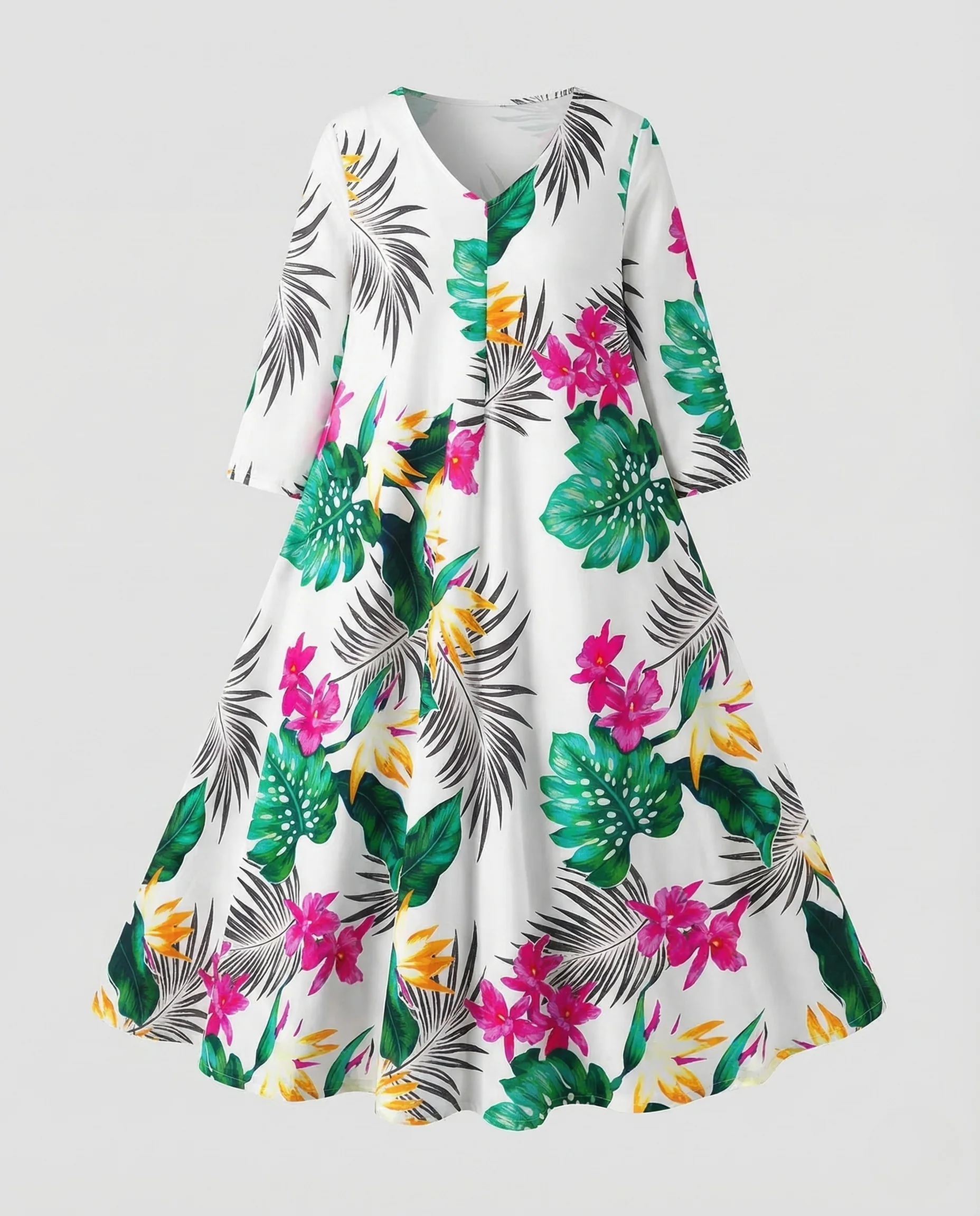 Damen Midikleid Tellerrock Blumenprint - Image 5