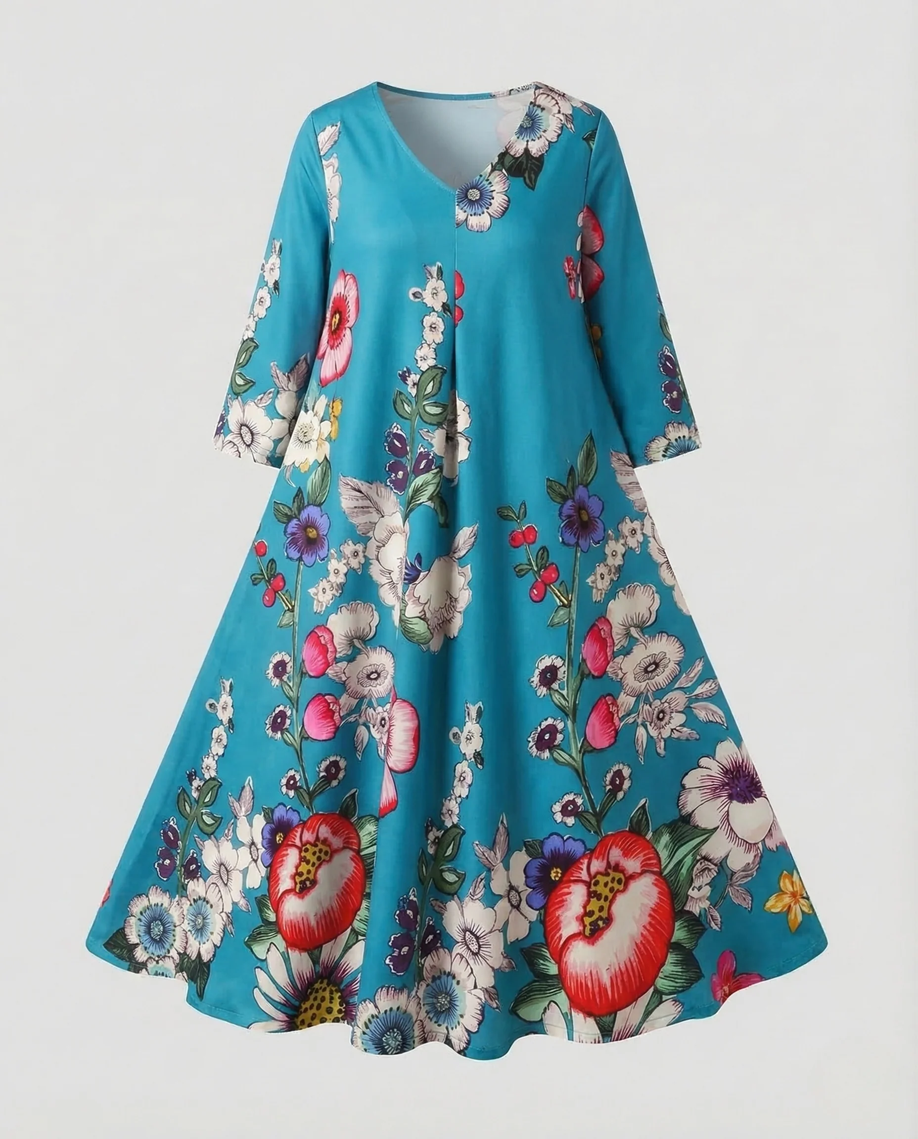 Damen Midikleid Tellerrock Blumenprint - Image 7