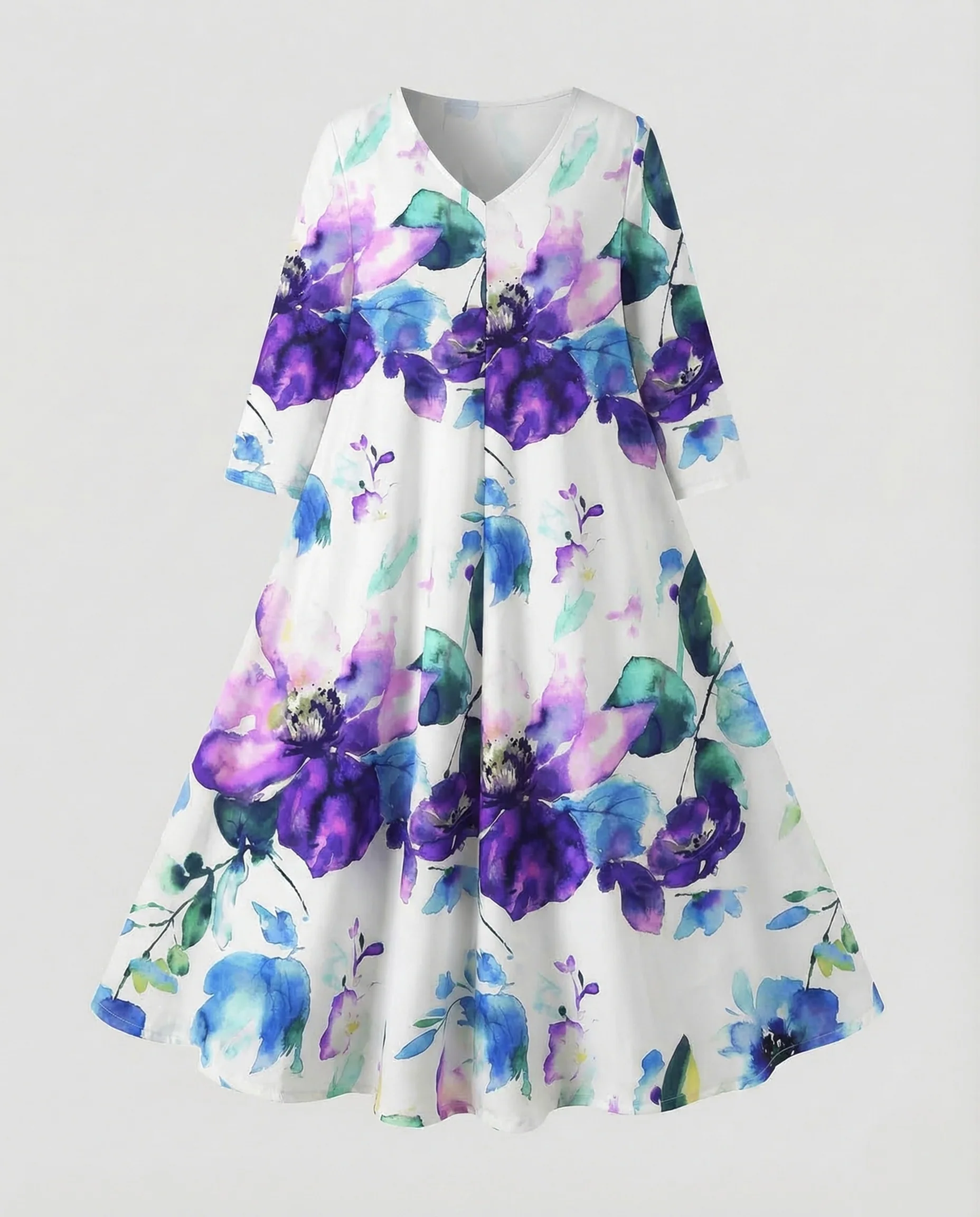 Damen Midikleid Tellerrock Blumenprint - Image 8