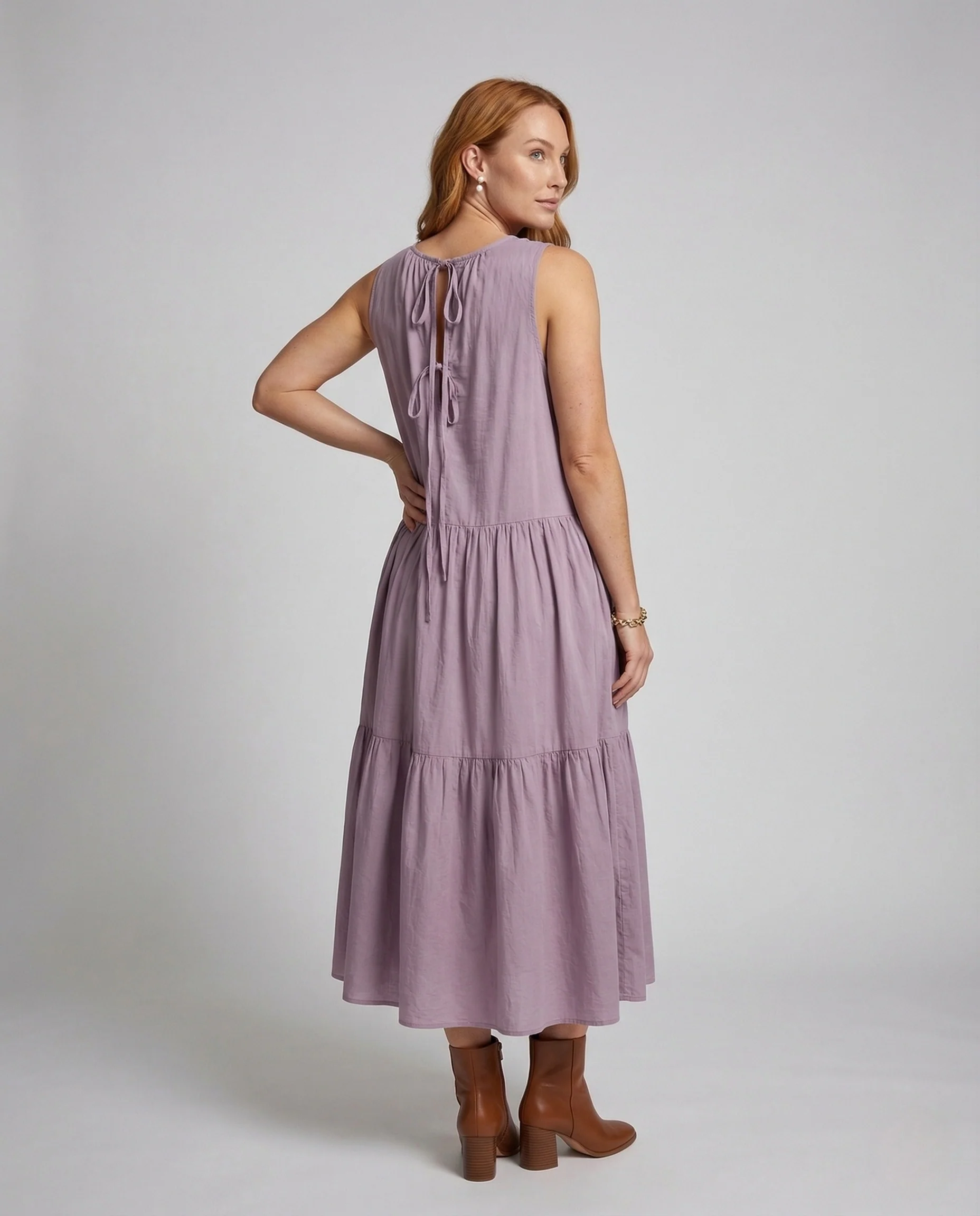 Damen Stufenkleid Ärmellos Maxilänge - Image 4