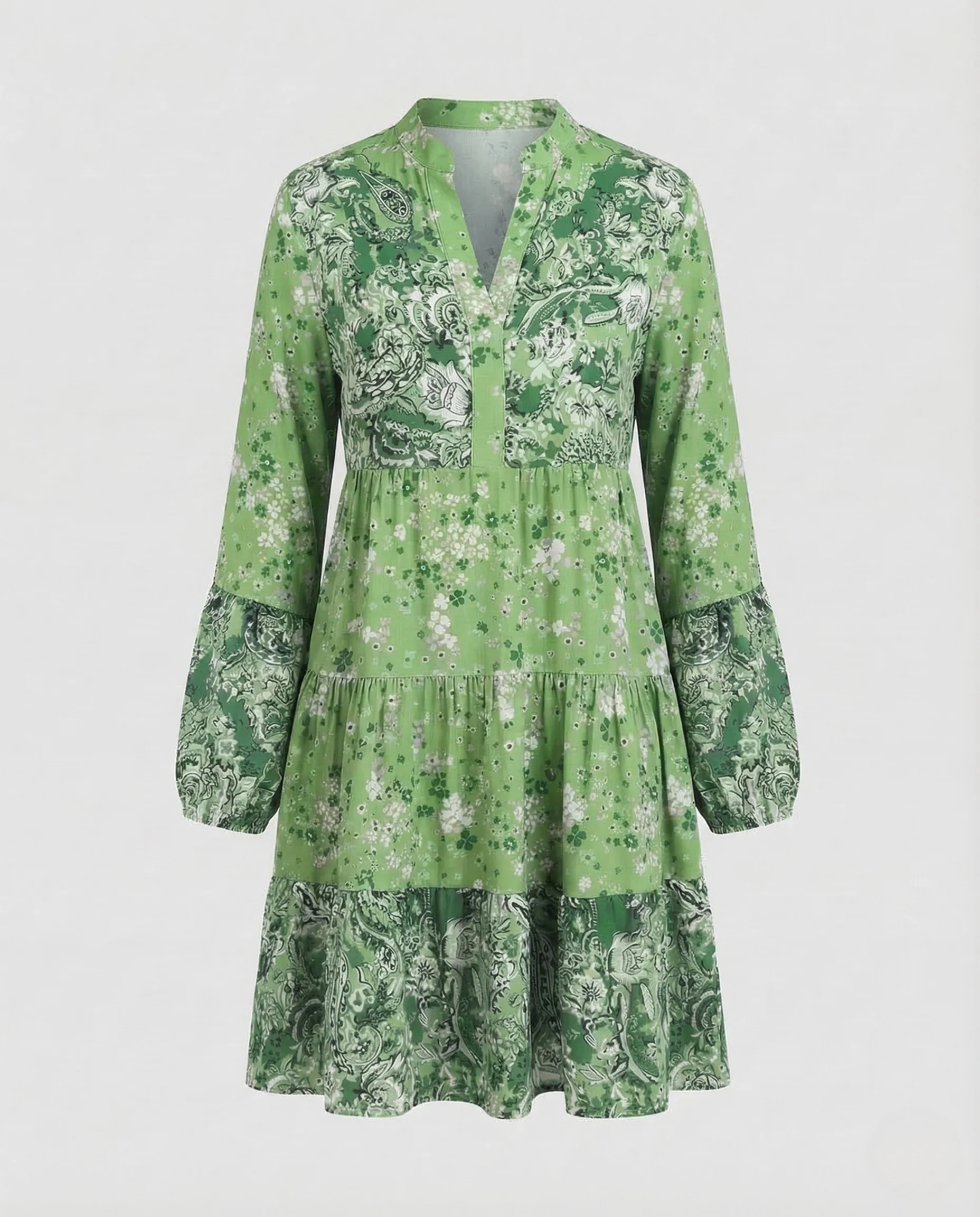 Damen Chiffon Stufenkleid Langarm - Image 4