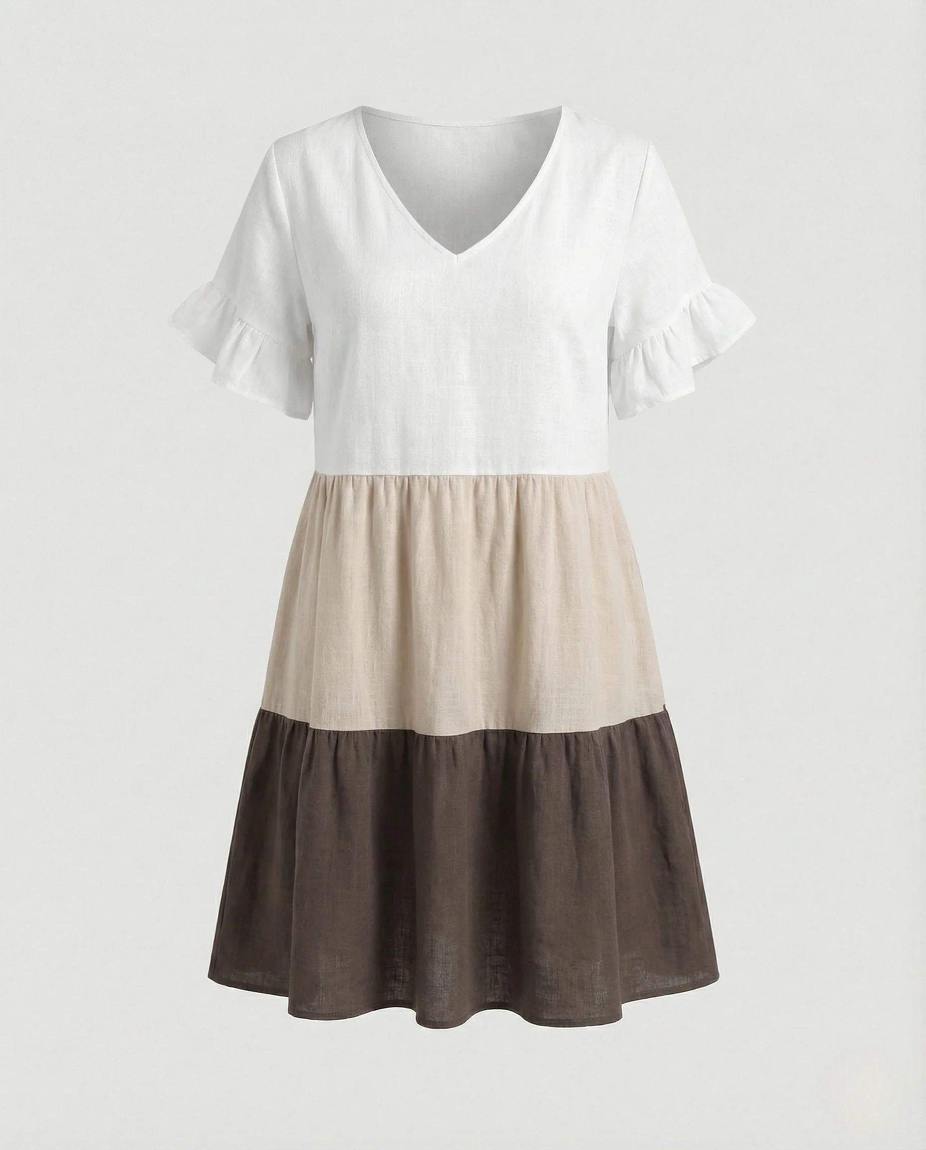 Damen Stufenkleid mit Volantärmeln und Taschen - Image 6