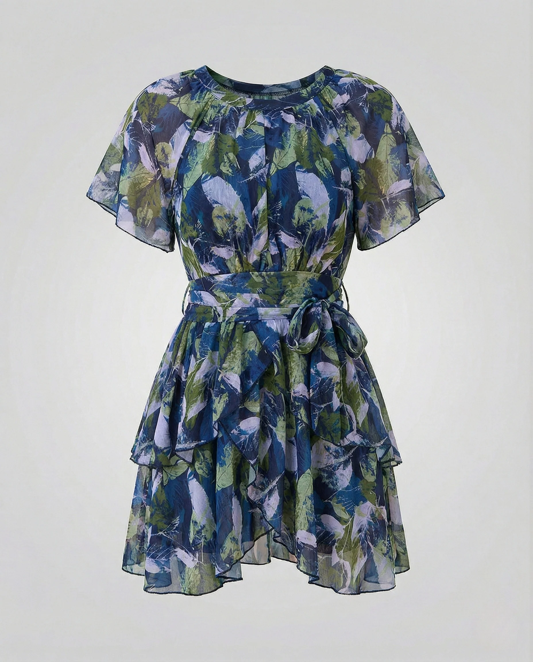 Tropenprint Minikleid Damen Mit Gürtel - Image 6