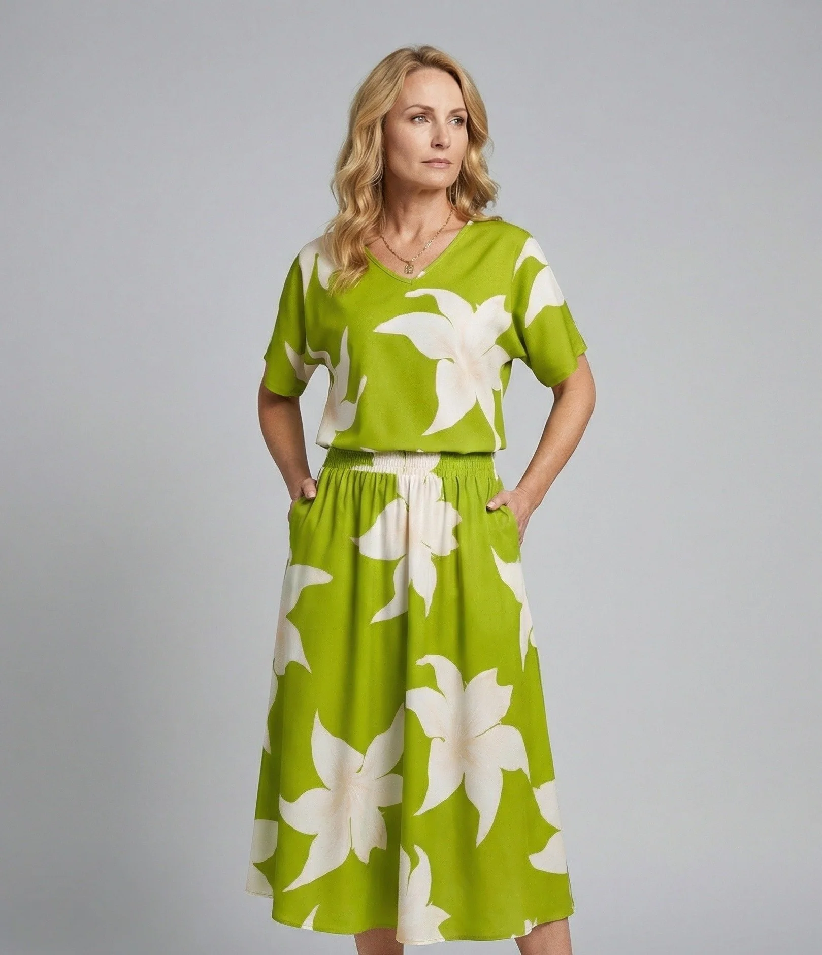 Damen Zweiteiler Set Sommer Floral