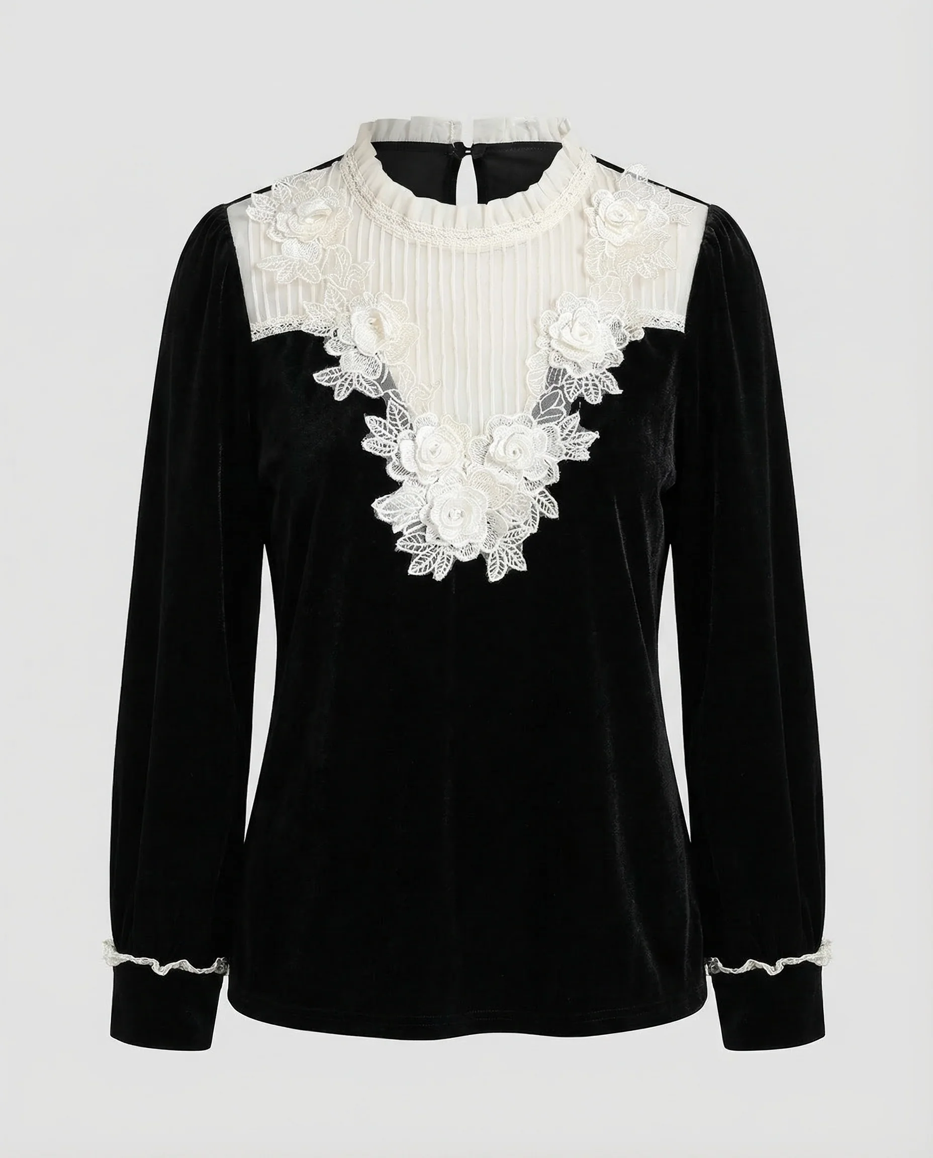 Damen Samtbluse Spitze - Image 5