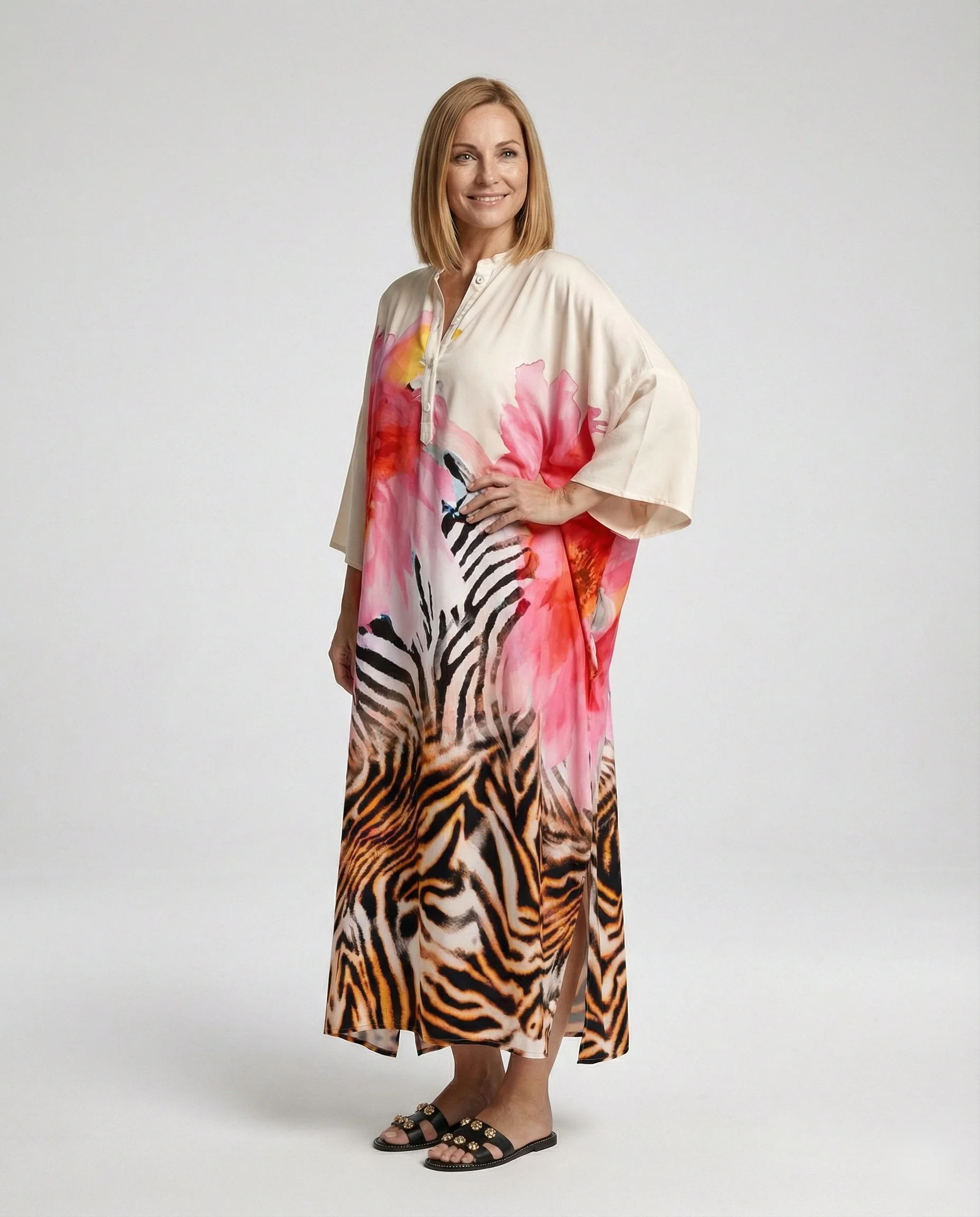 Damen Kaftan Maxikleid Print
