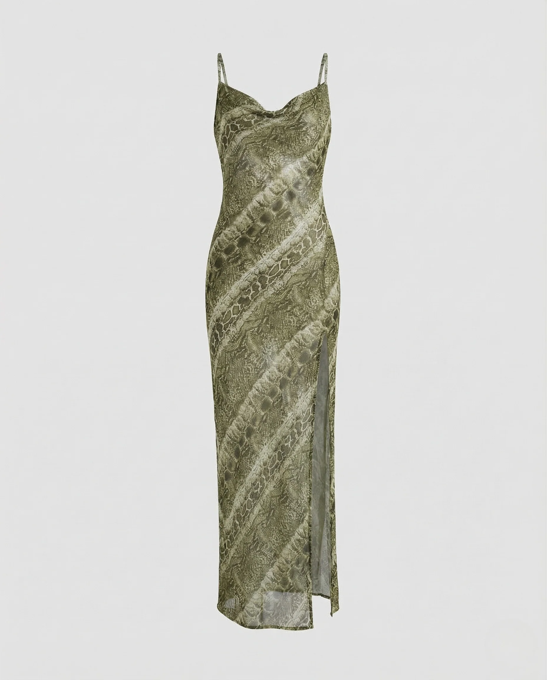 Damen Satin Maxikleid mit Beinschlitz - Image 5