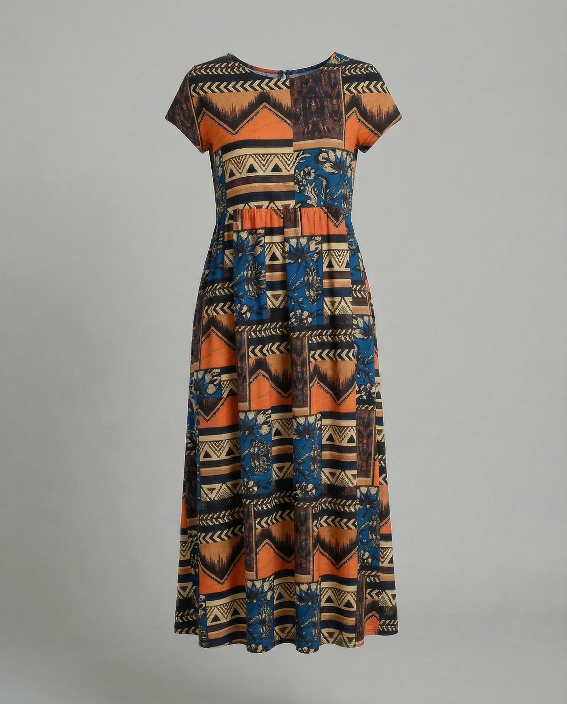 Damen Maxikleid Patchwork A-Linie - Image 5