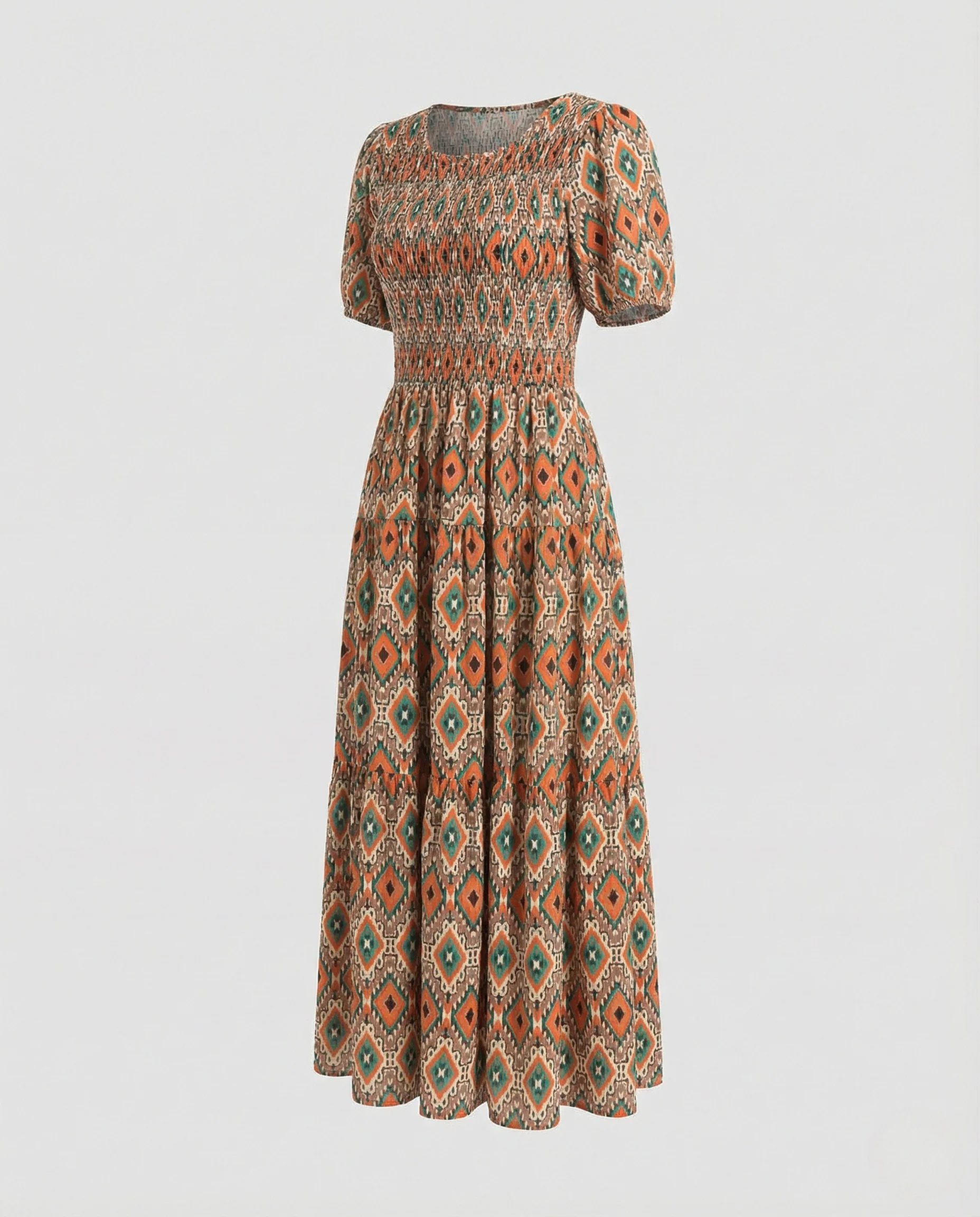 Damen Maxikleid mit Ethnomuster und Volantrock - Image 5