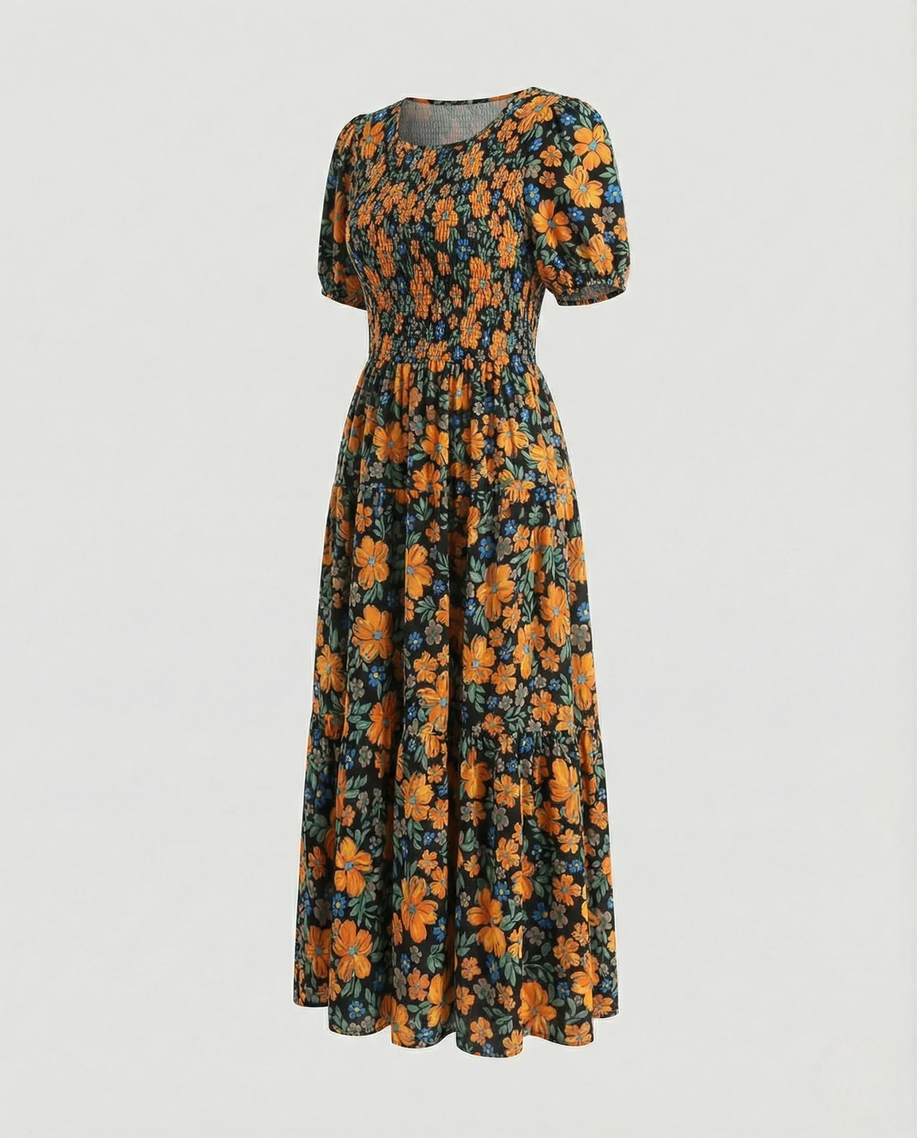 Damen Maxikleid mit Ethnomuster und Volantrock - Image 9