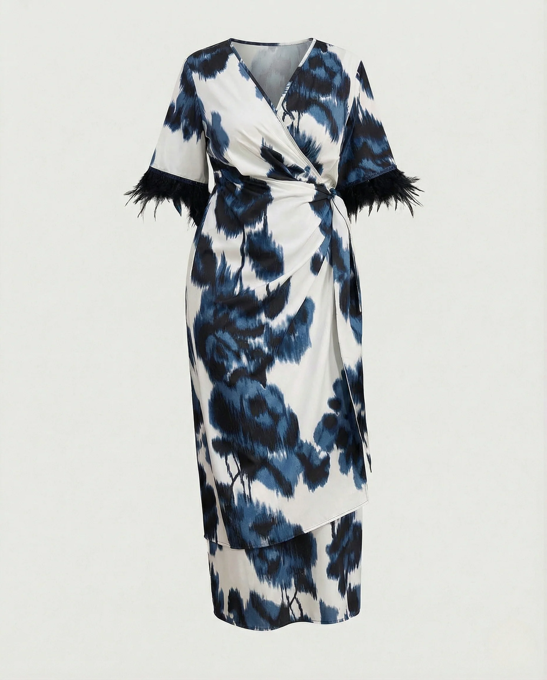 Maxikleid Damen Leo Print V-Ausschnitt - Image 10