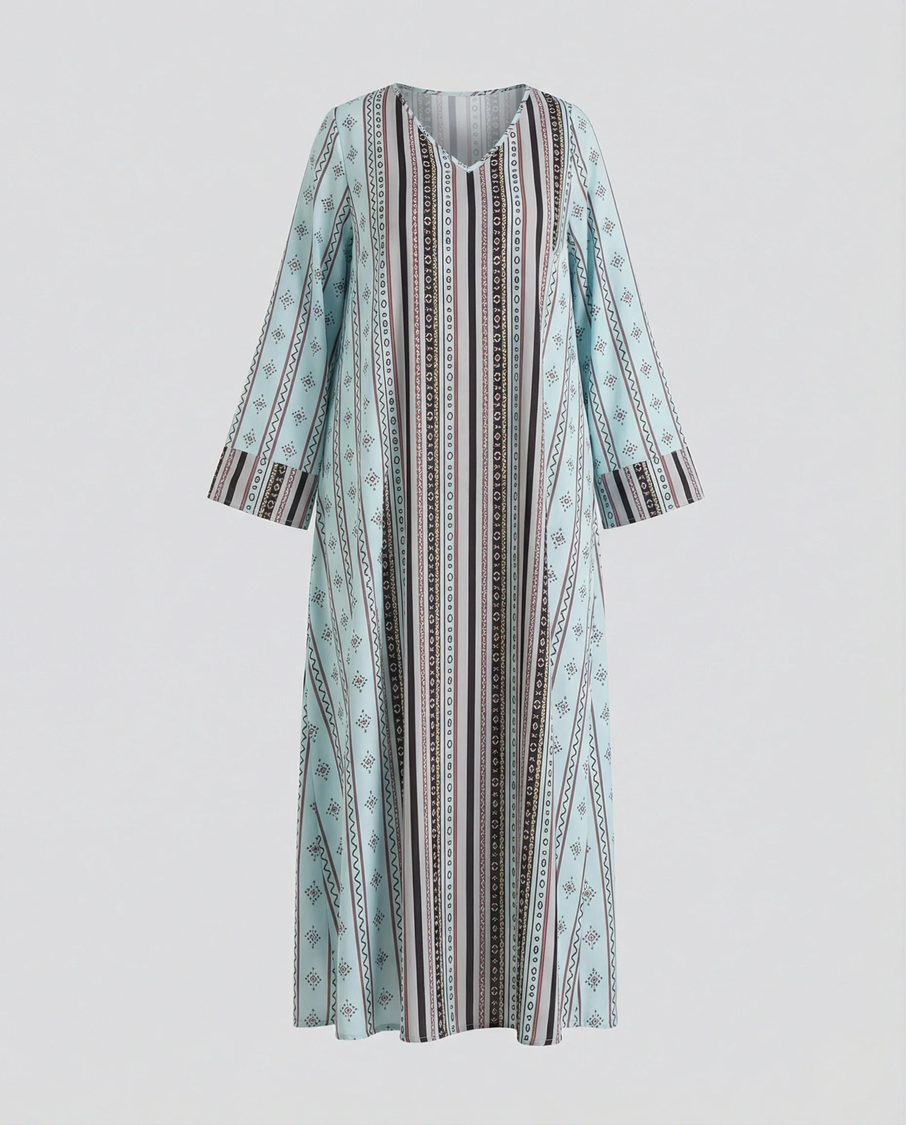 Maxikleid Damen Leo Print V-Ausschnitt - Image 7