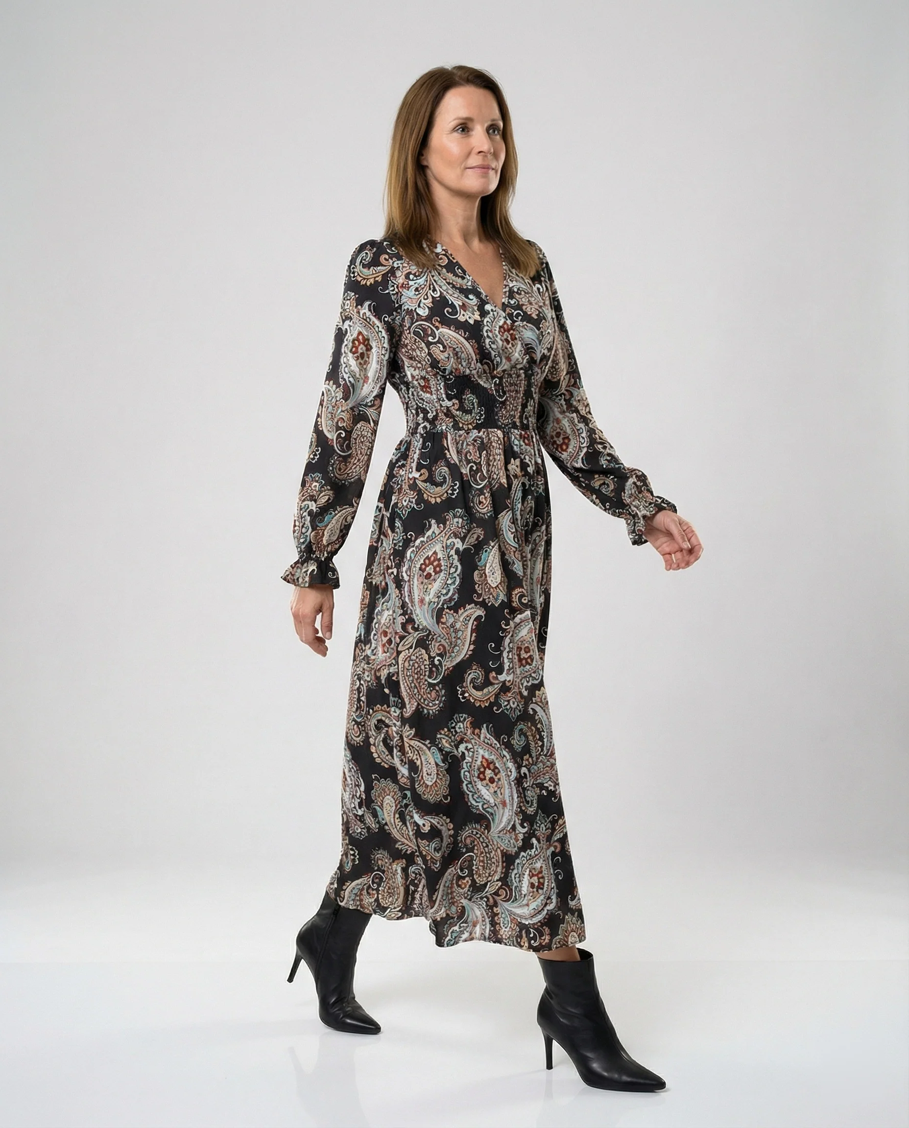 Damen Maxikleid Paisley mit Beinschlitz - Image 4