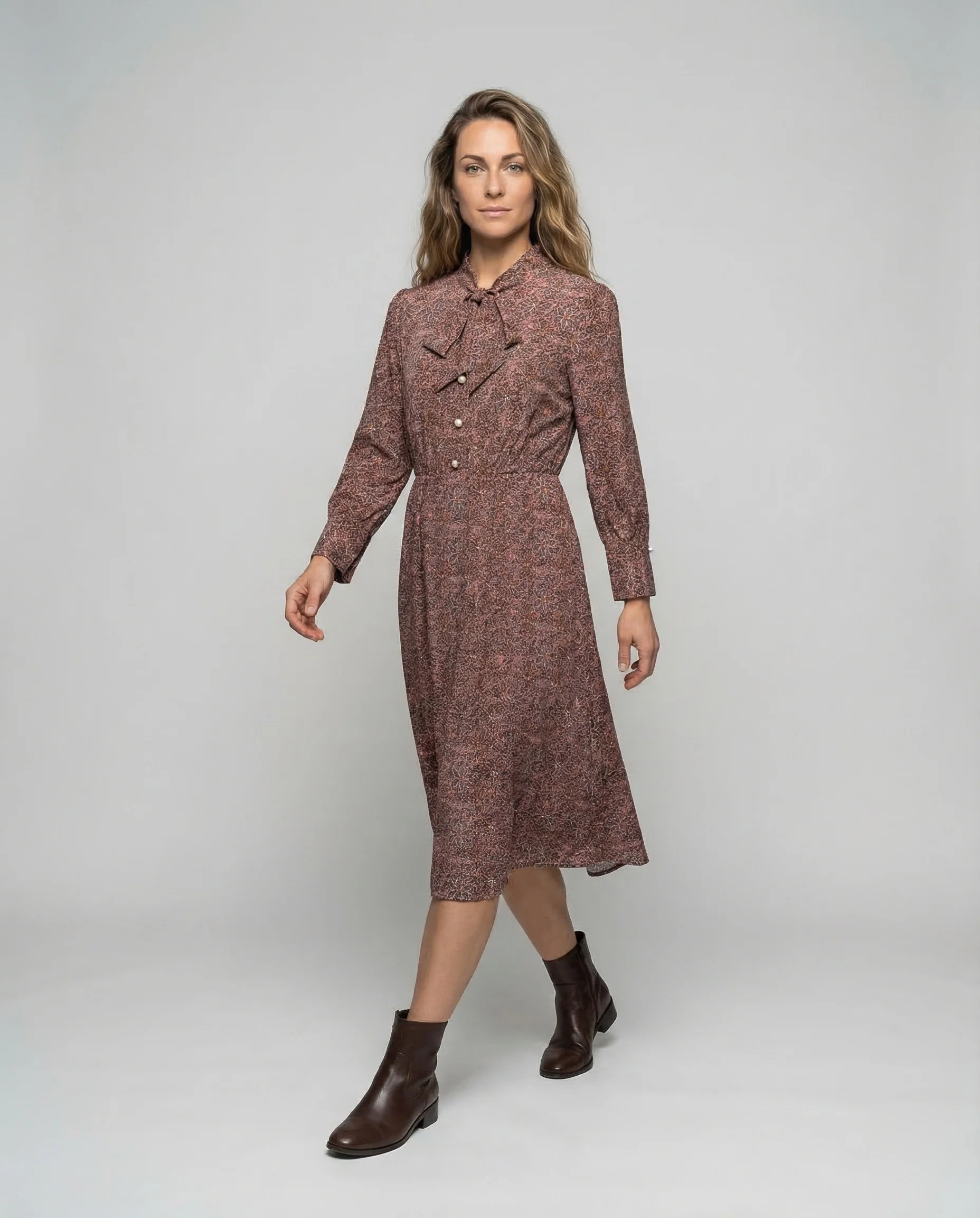 Maxikleid Damen Schluppenkragen