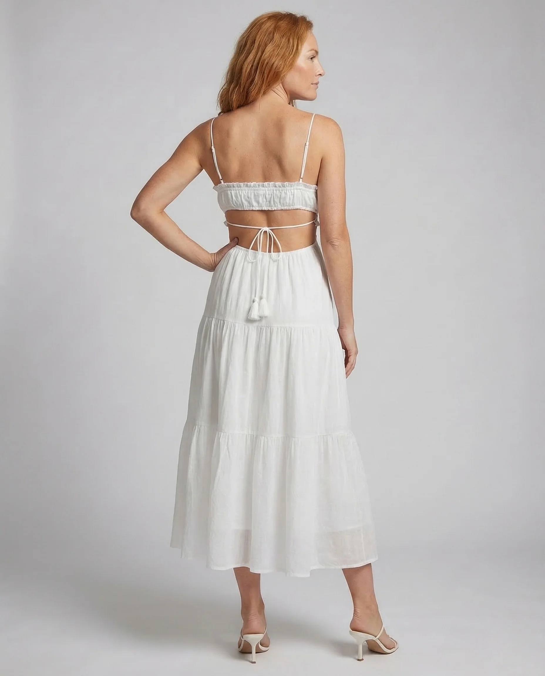Damen Maxikleid Cut Out Stufenrock - Image 4