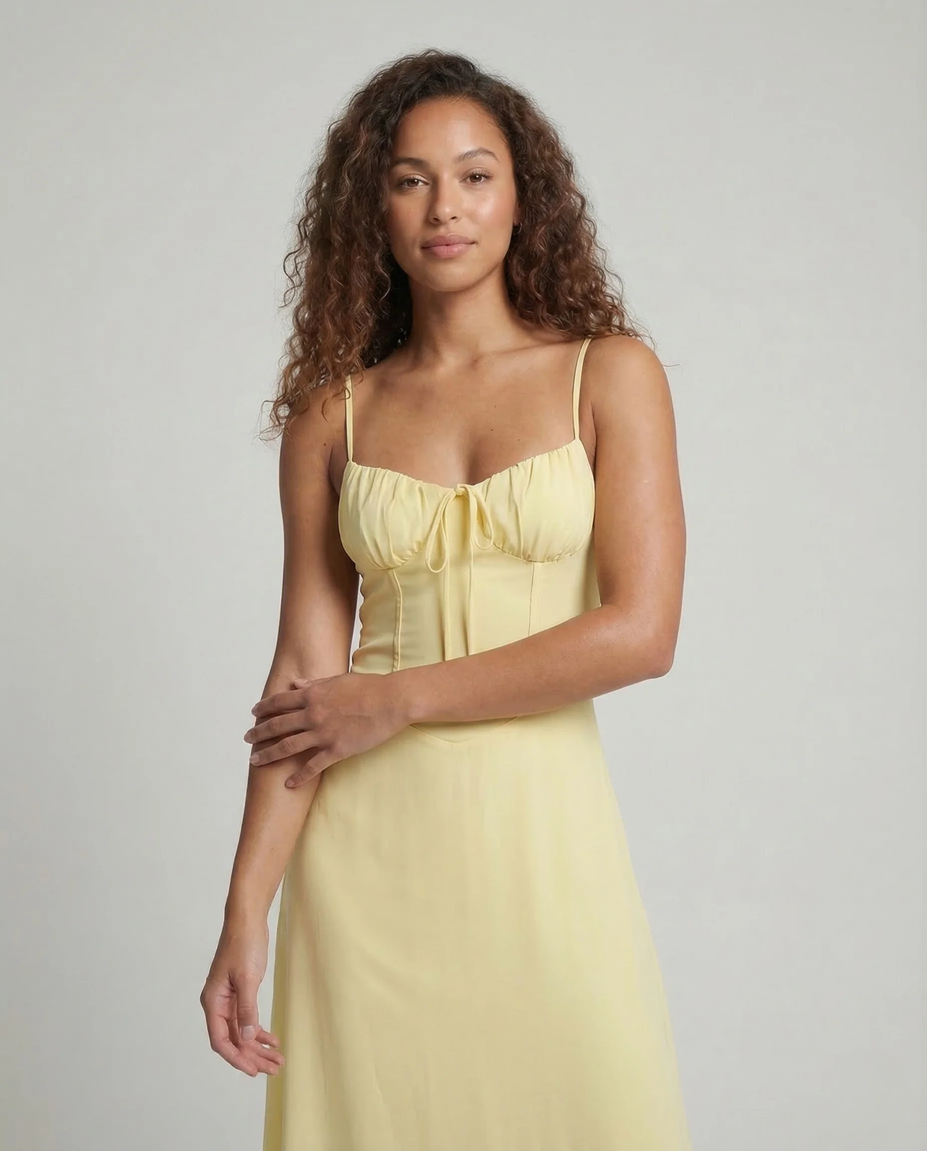 Damen Maxikleid Korsettoptik Spaghettiträger - Image 2