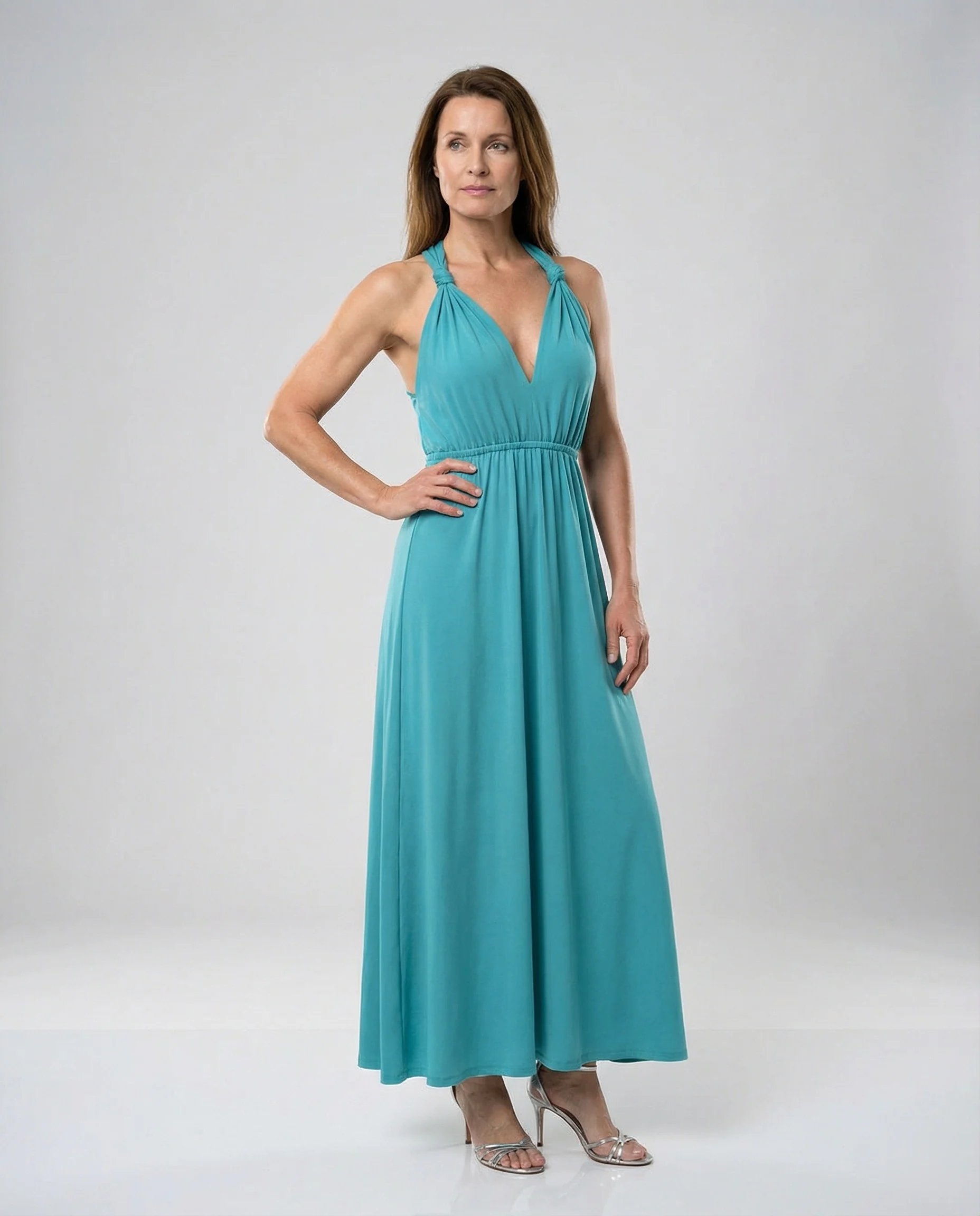 Damen Maxikleid Sommer V-Ausschnitt Empire - Image 45