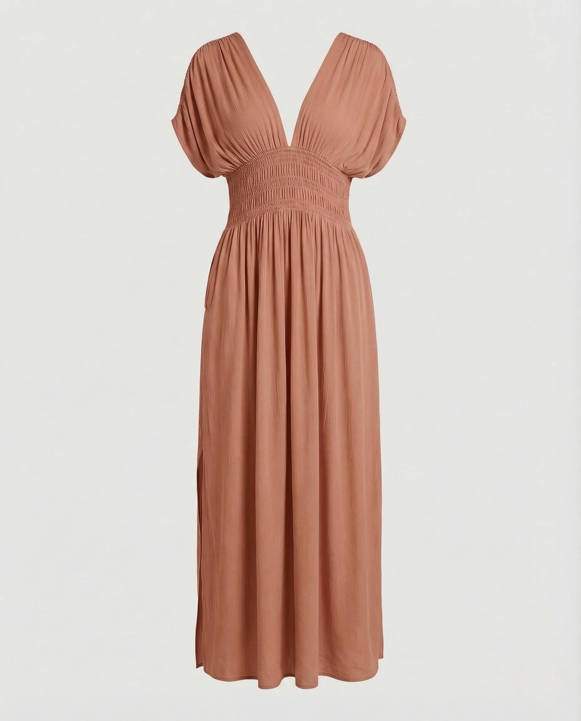 Damen Maxikleid mit tiefem V-Ausschnitt und Schlitz - Image 7