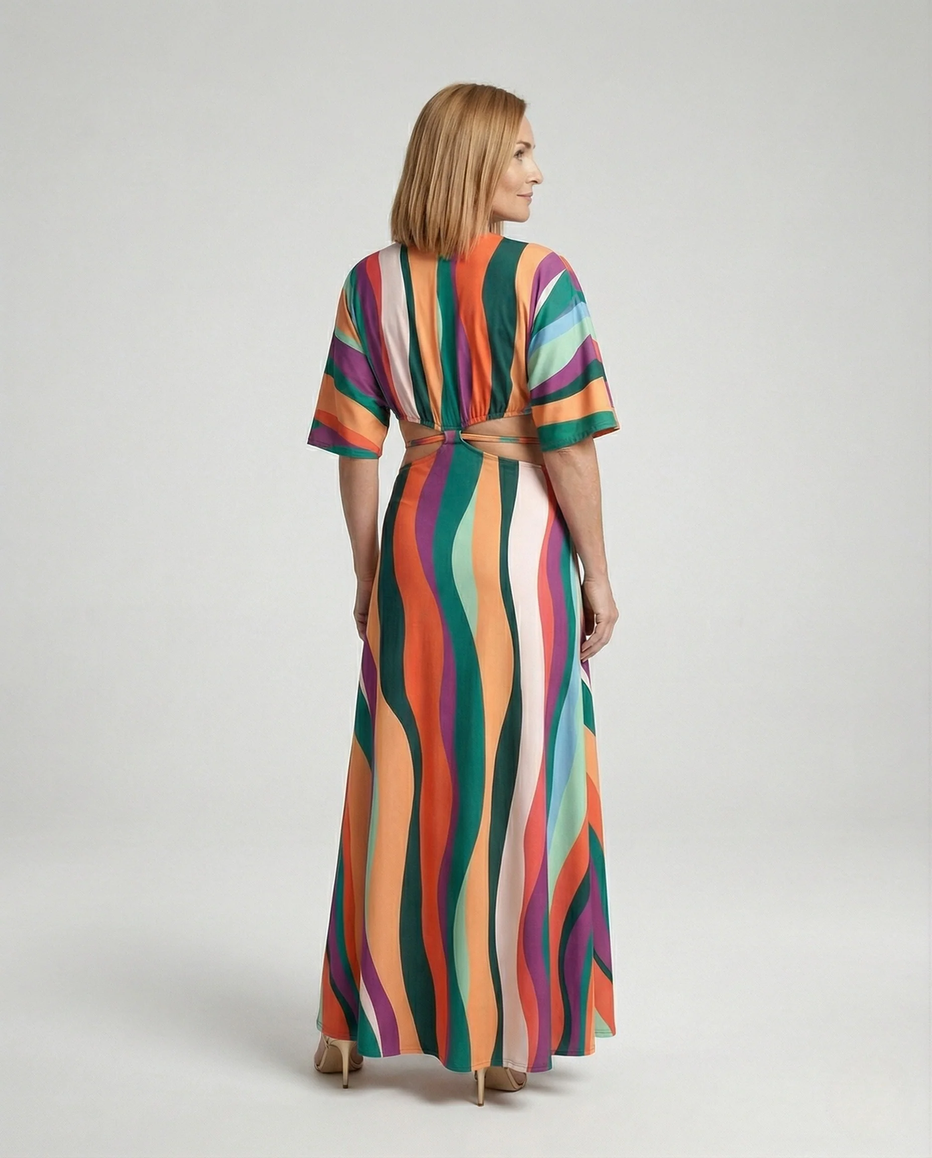 Maxikleid Damen Cut Out V-Ausschnitt - Image 4