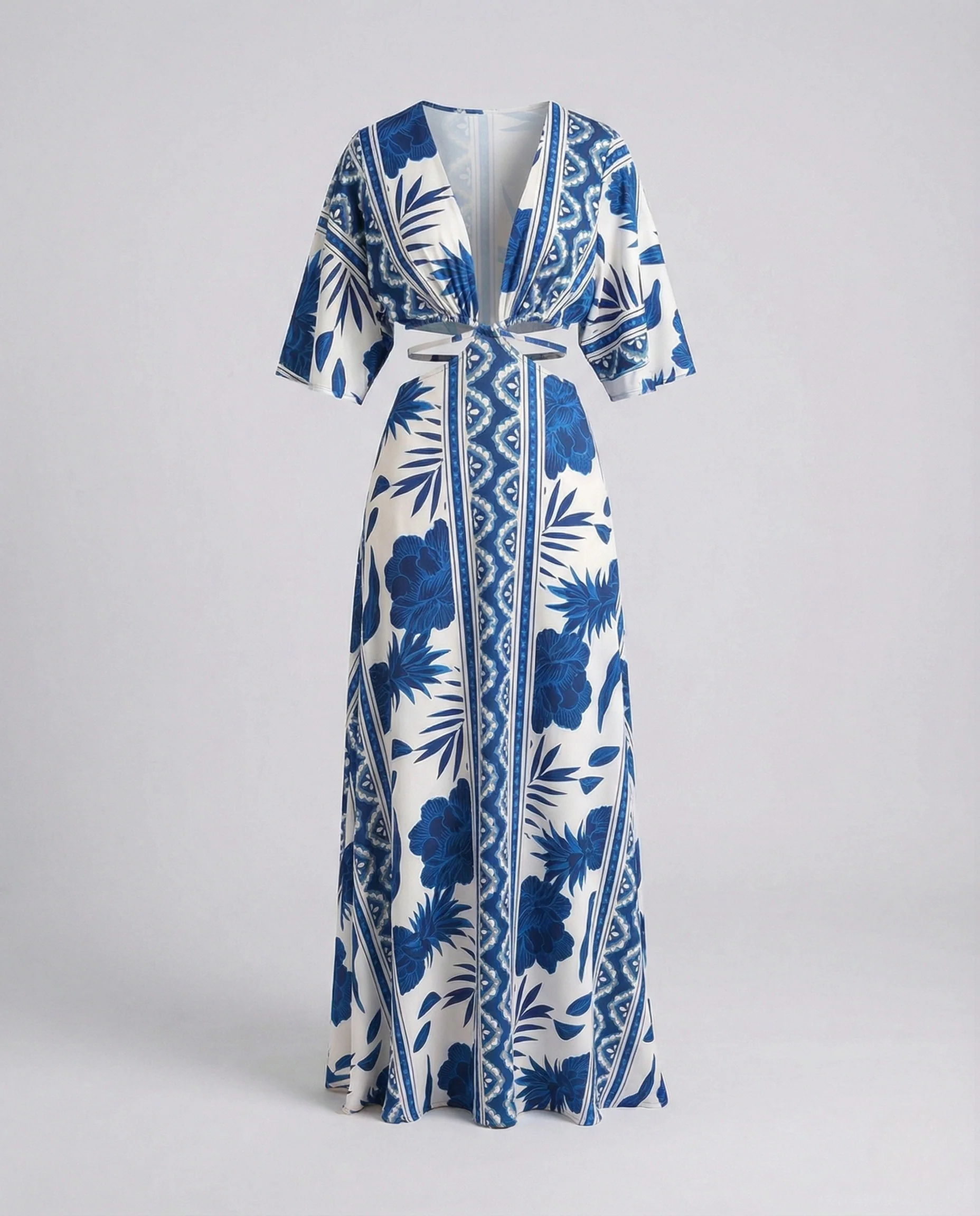 Maxikleid Damen Cut Out V-Ausschnitt - Image 7