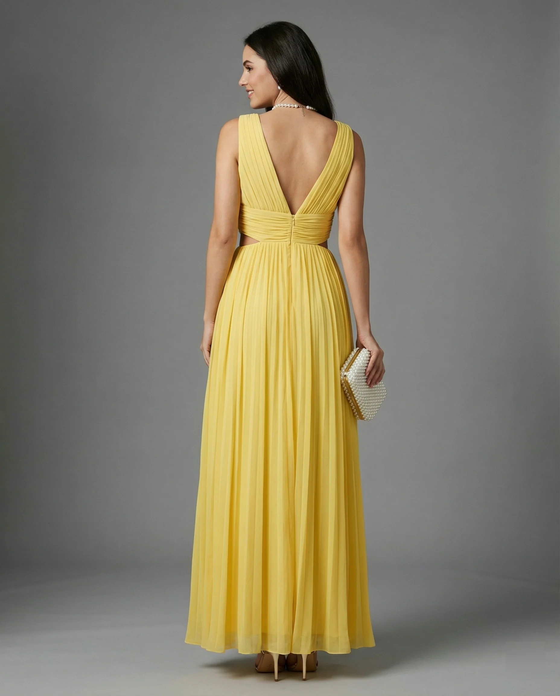 Damen Maxikleid Chiffon mit Cut Out - Image 2
