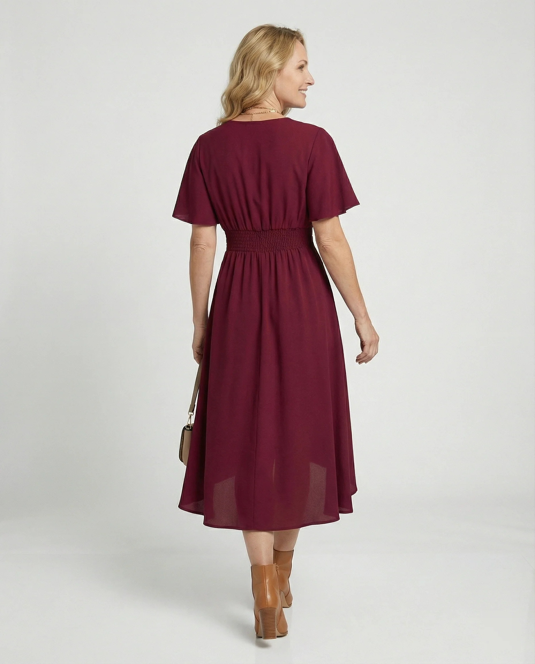 Maxikleid Sommer mit V-Ausschnitt und Flatterärmeln