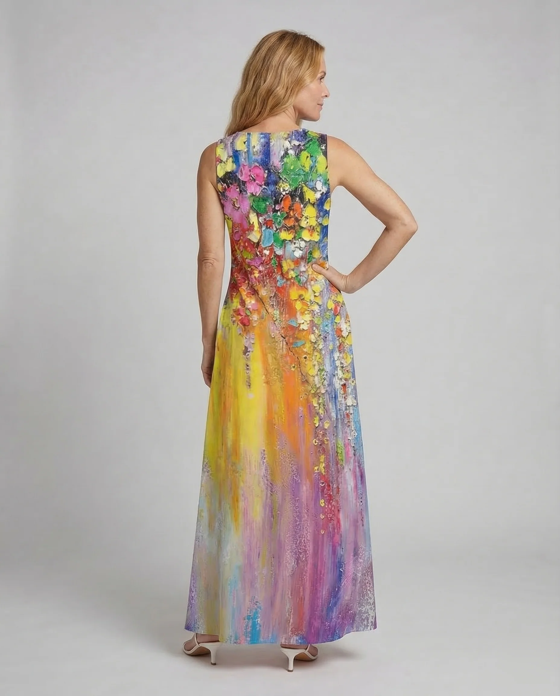 Damen Maxikleid Print A Linie - Image 4