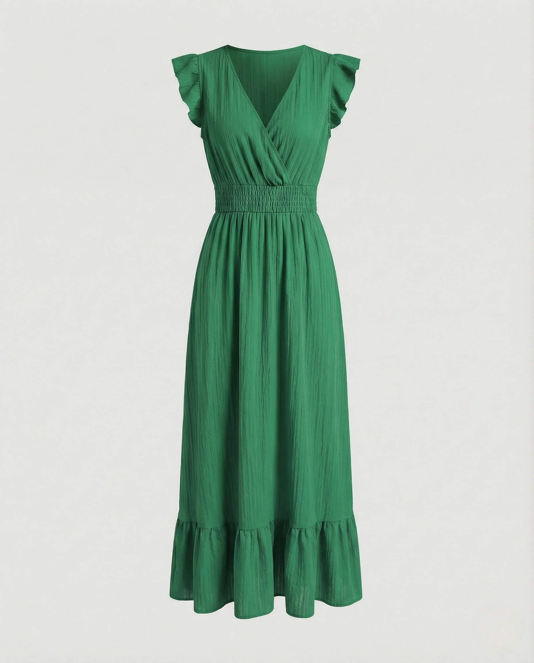 Maxikleid Mit Volant Damen V-Ausschnitt - Image 6