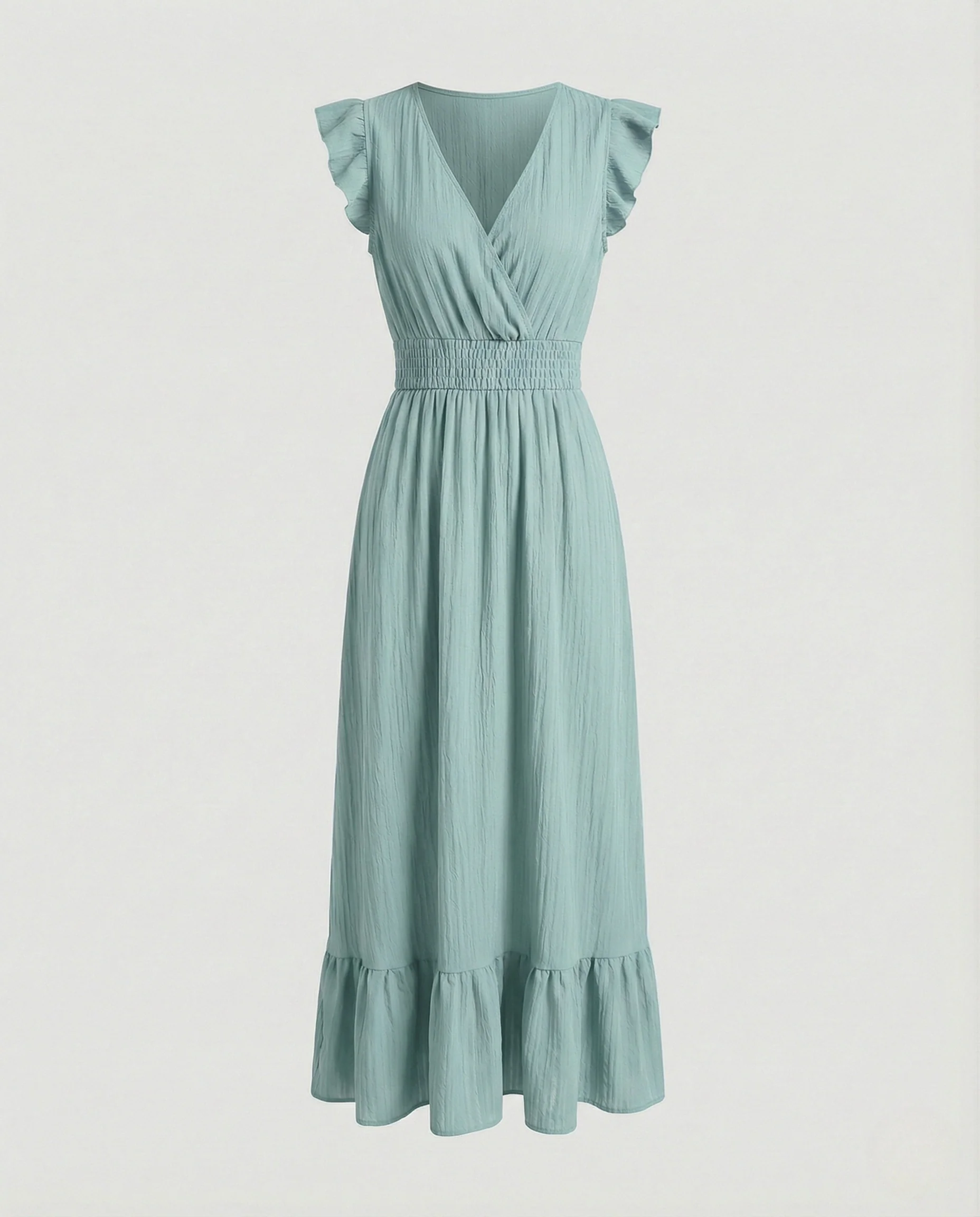 Maxikleid Mit Volant Damen V-Ausschnitt - Image 7