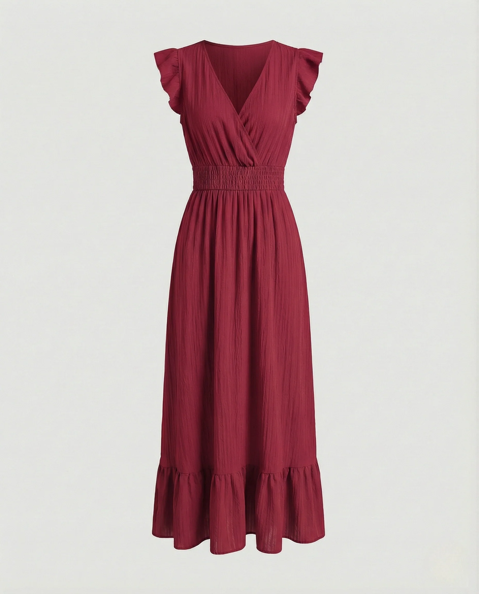 Maxikleid Mit Volant Damen V-Ausschnitt - Image 9