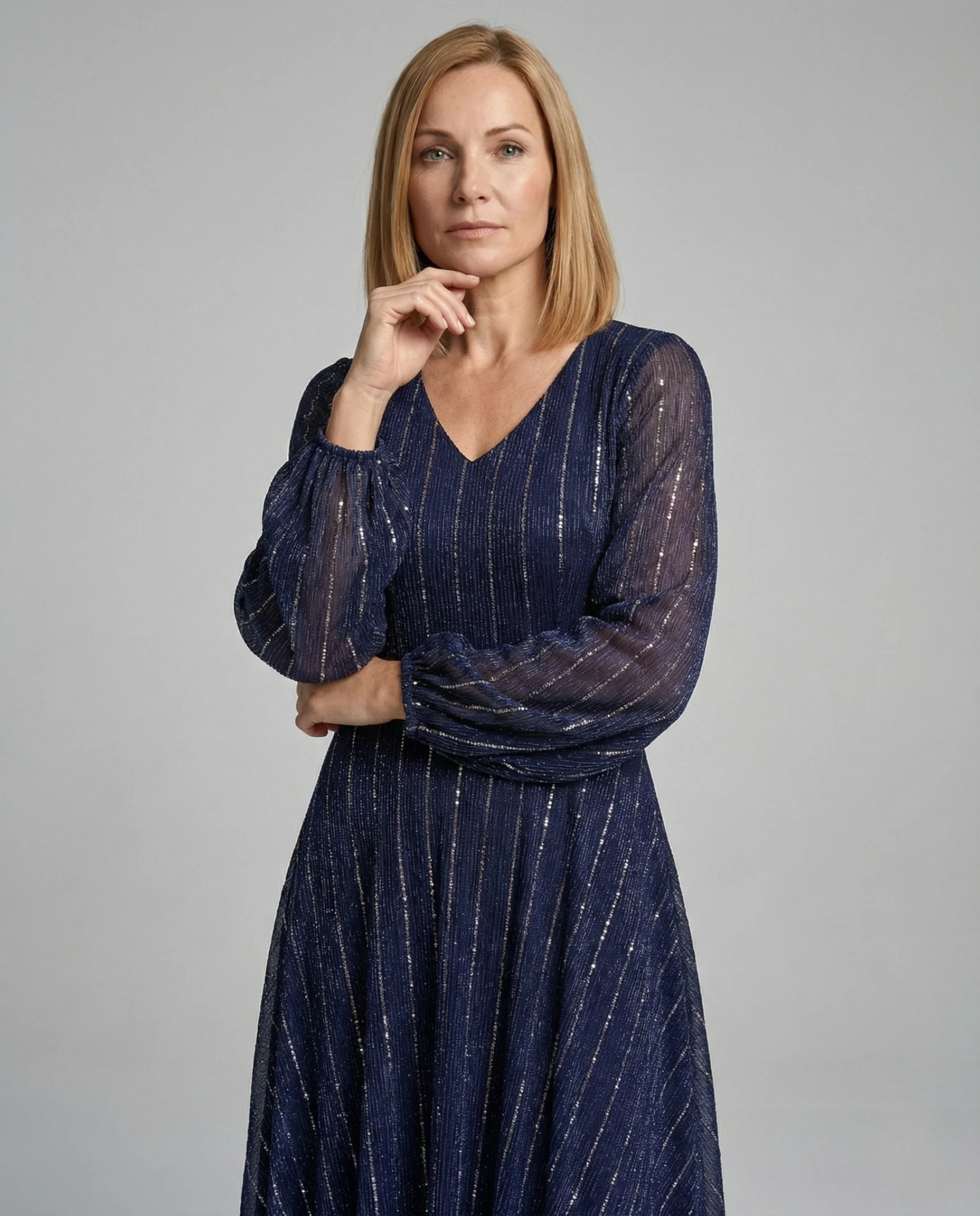 Maxikleid Damen Lurex Tailliert - Image 2