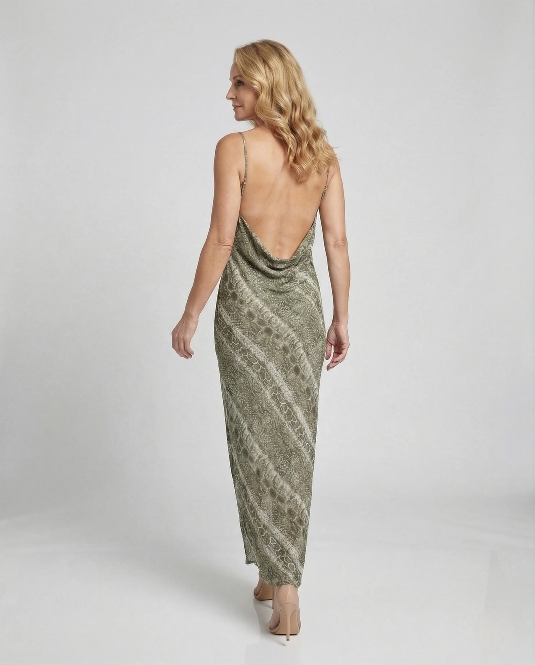 Damen Maxikleid Wasserfall Ausschnitt - Image 4
