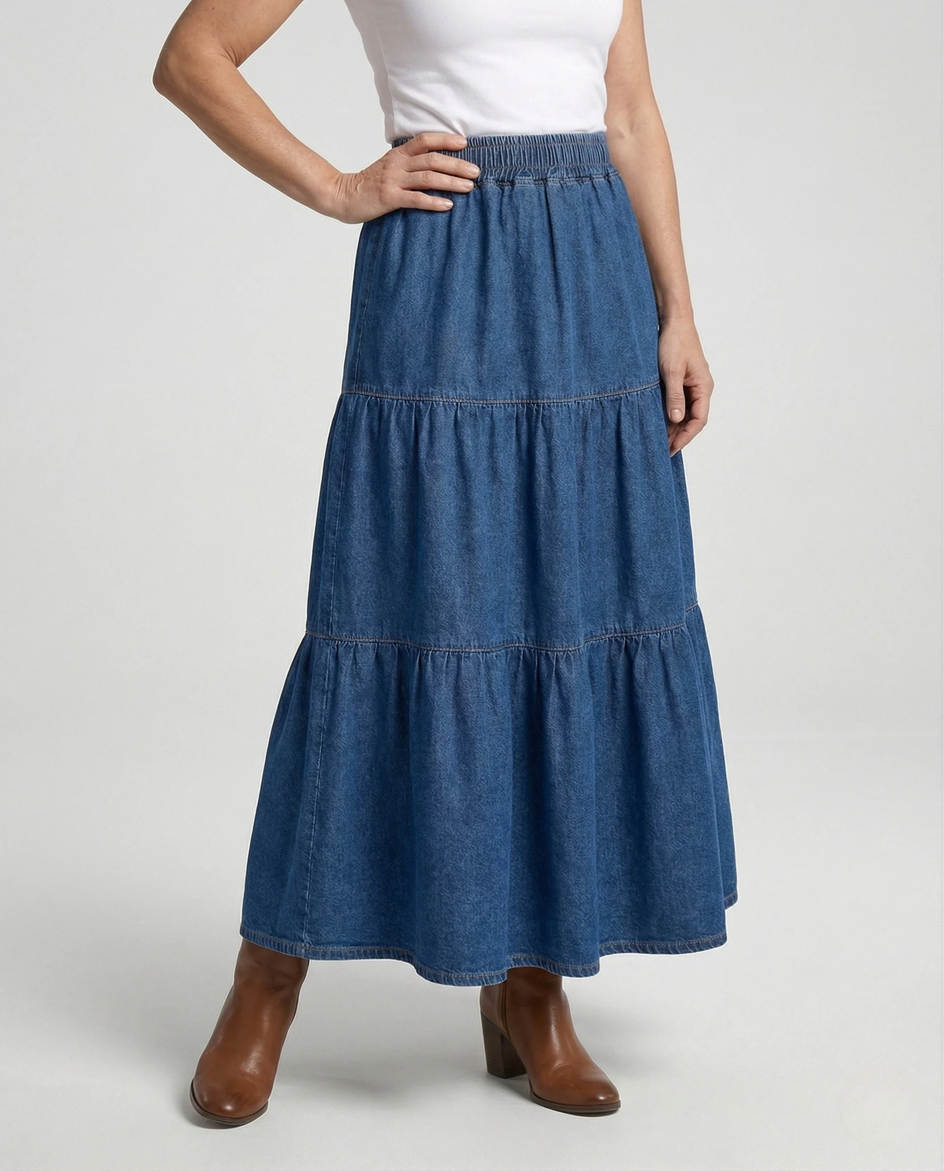 Jeans Maxirock Mit Volants Damen - Image 2