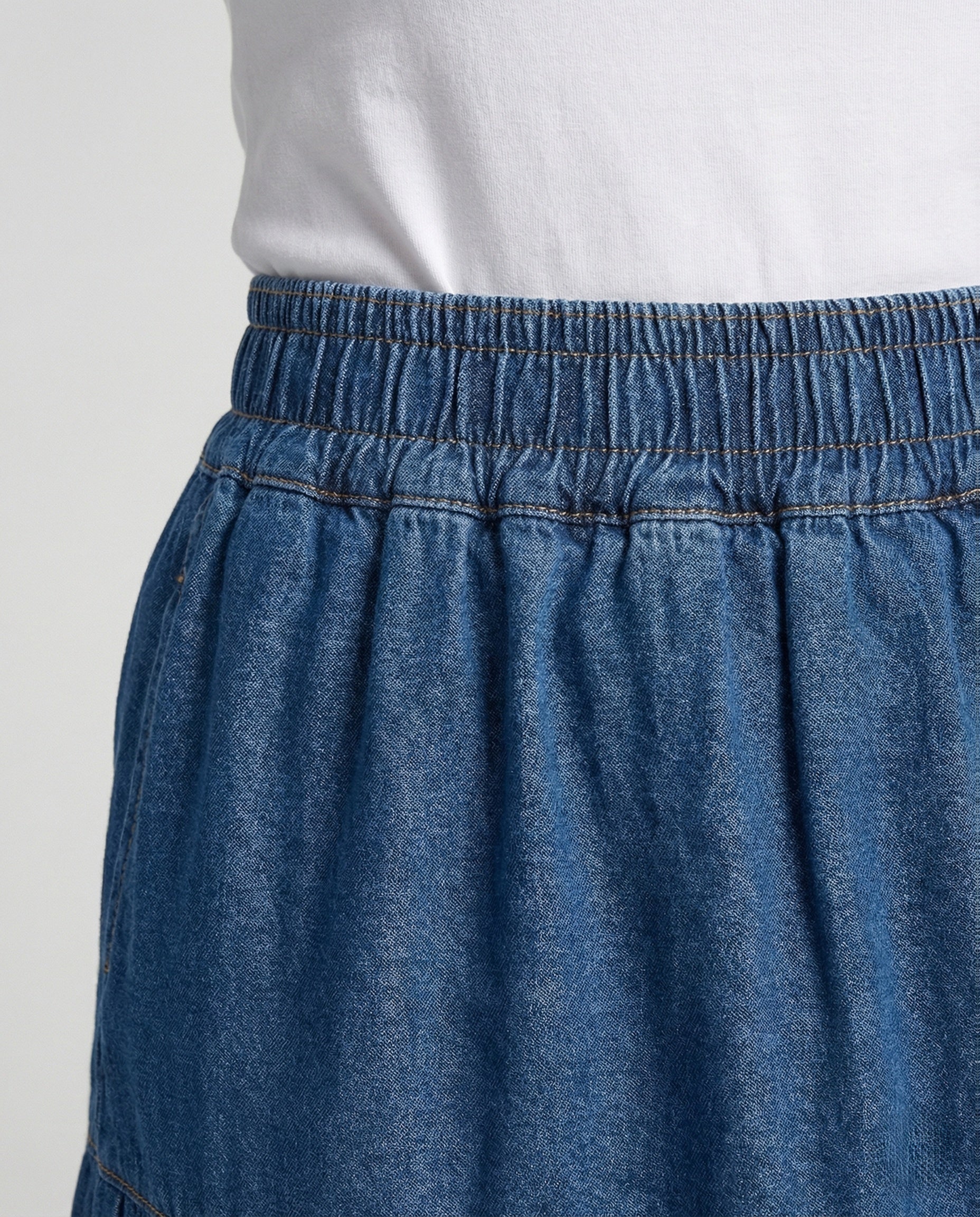 Jeans Maxirock Mit Volants Damen - Image 3