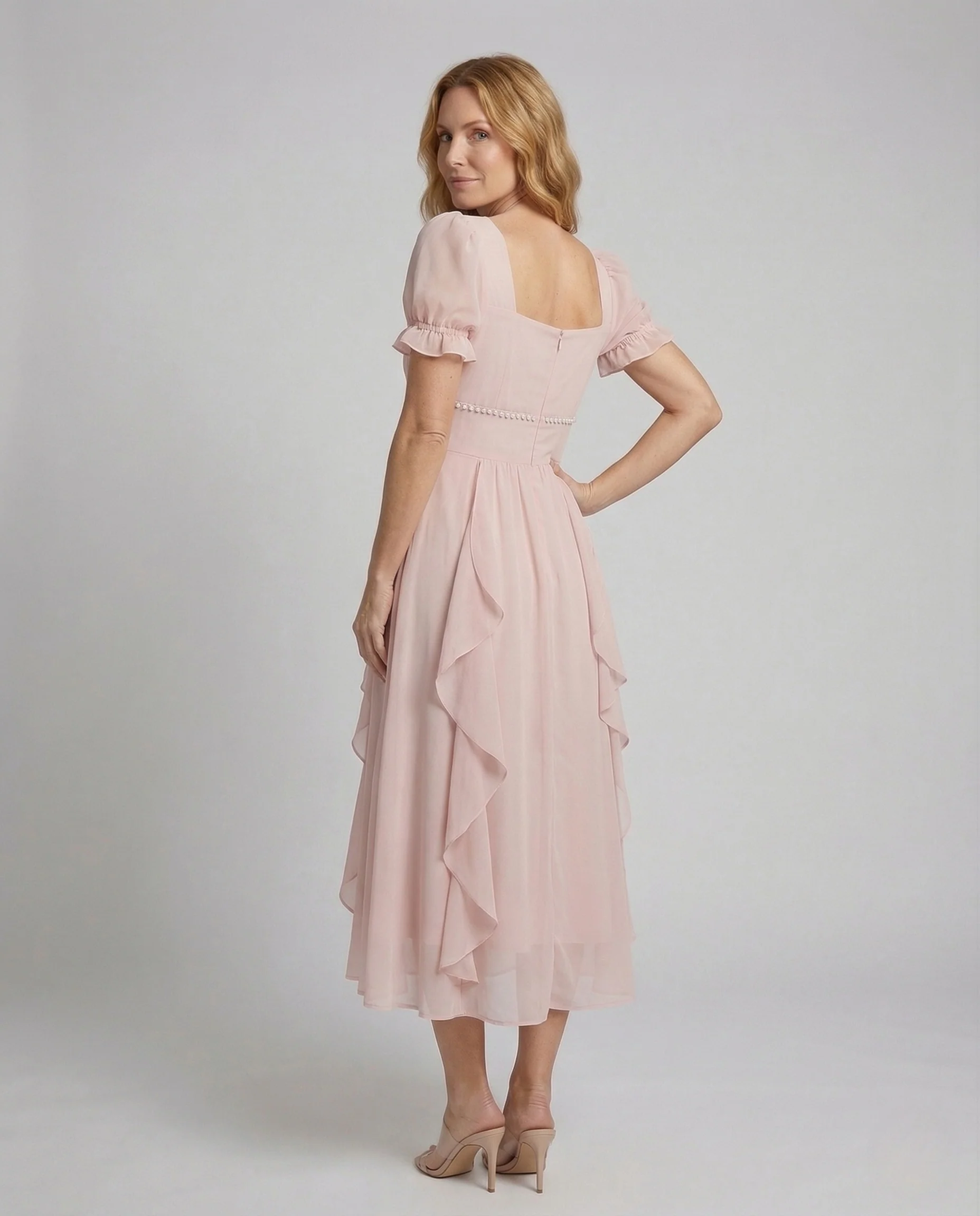 Damen Chiffon Midikleid Mehrlagig - Image 4