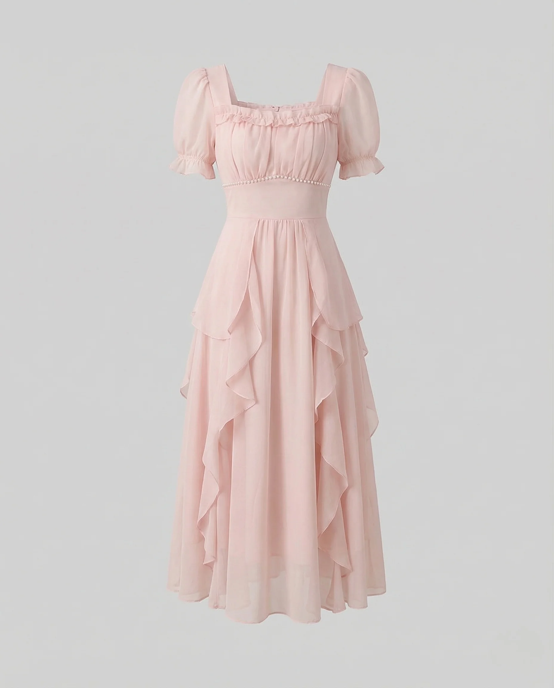 Damen Chiffon Midikleid Mehrlagig - Image 5
