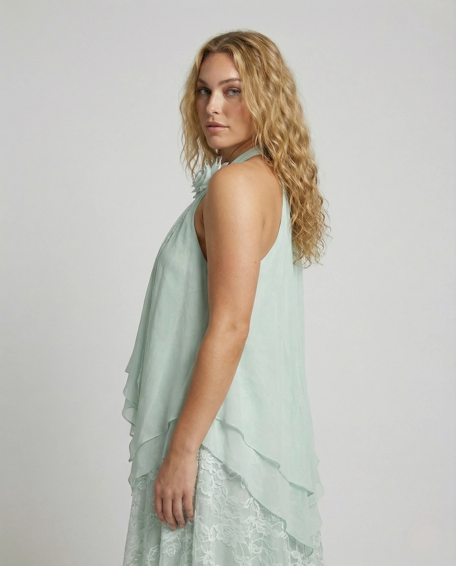 Damen Mehrlagiges Maxikleid mit Spitzen Overlay - Image 2