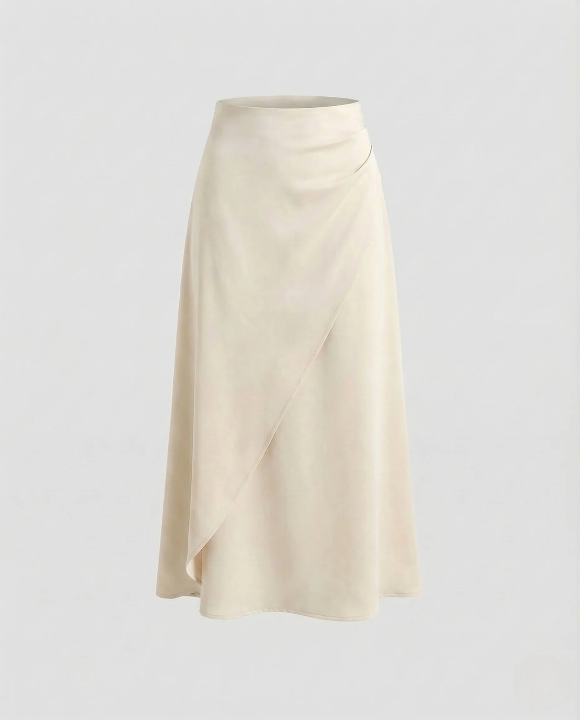 Damen Wickelrock Midi Crepe Asymmetrischer Saum - Image 6