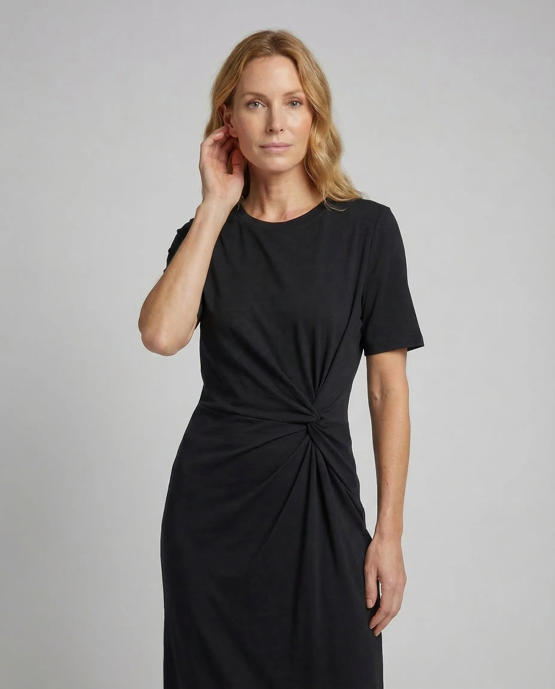Damen Midikleid Jersey Drapiert - Image 2