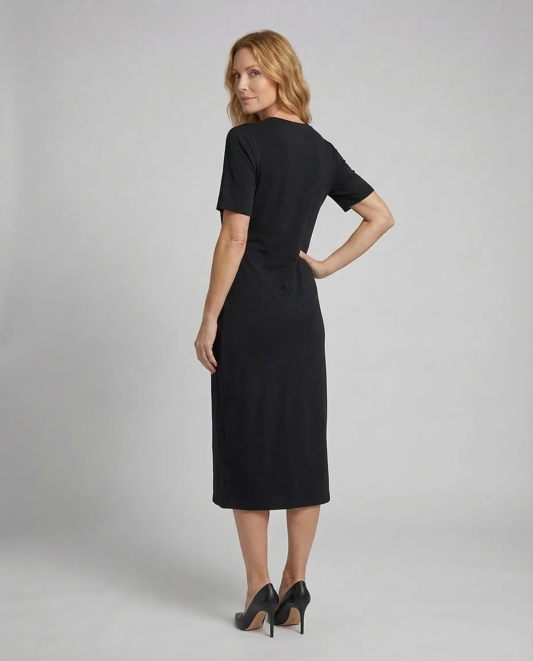 Damen Midikleid Jersey Drapiert - Image 4
