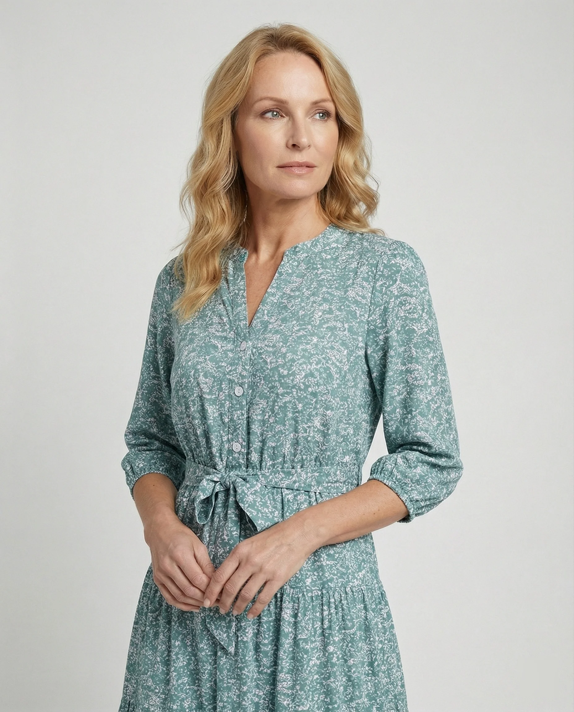 Damen Midikleid Sommer mit Volant
