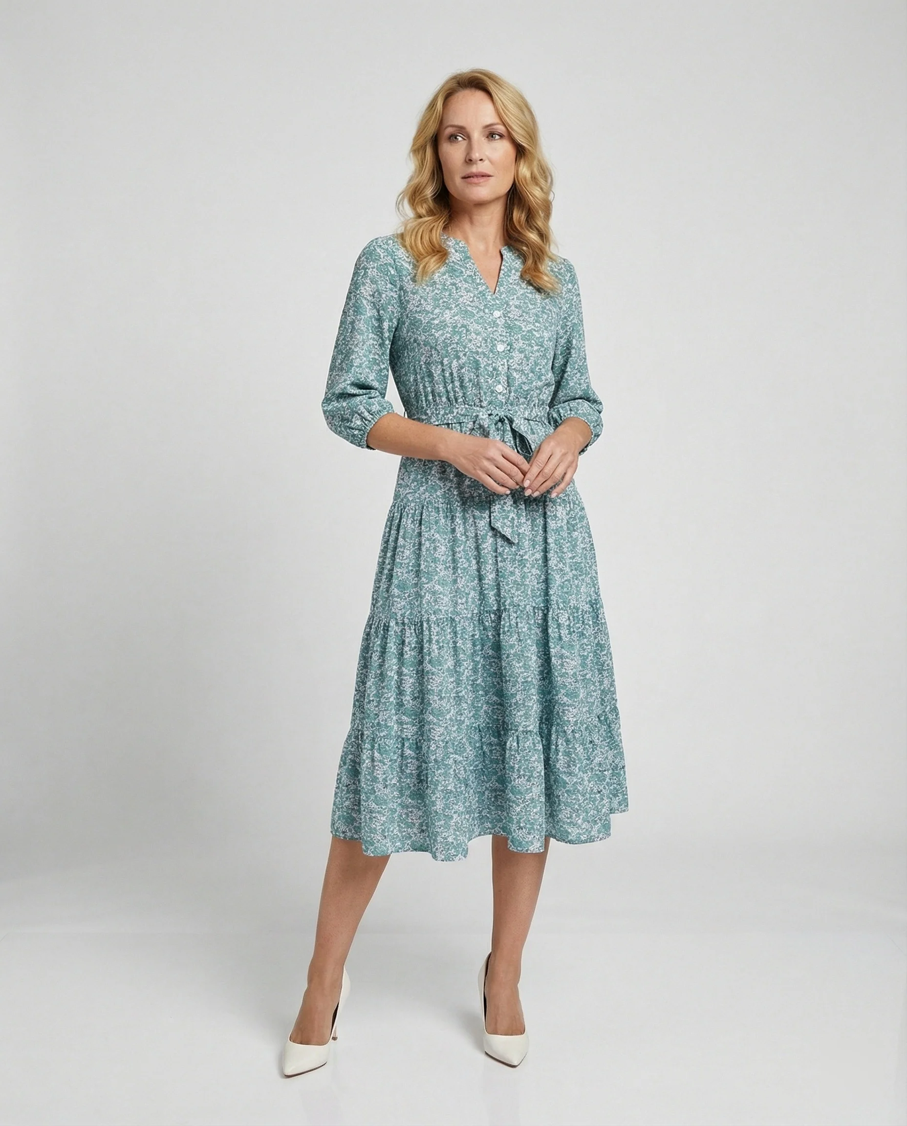 Damen Midikleid Sommer mit Volant - Image 2
