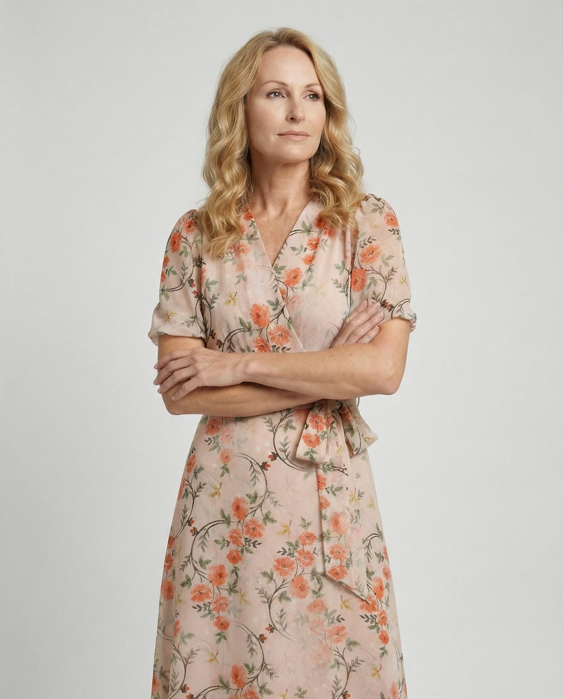 Damen Midikleid Wickeloptik floral